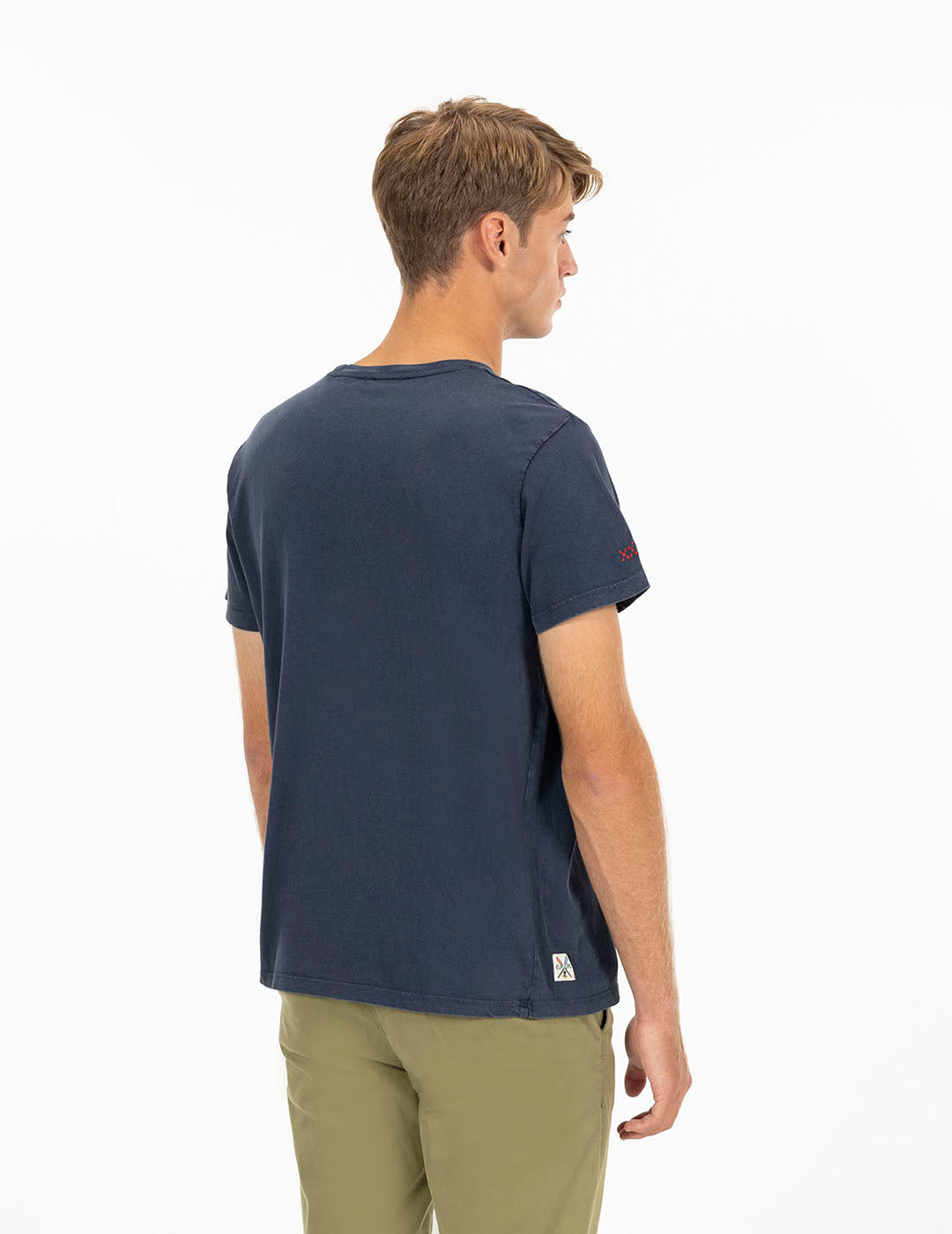 DELAVÉ NAVY BLUE ETHNIC OARS PRINT T-SHIRT