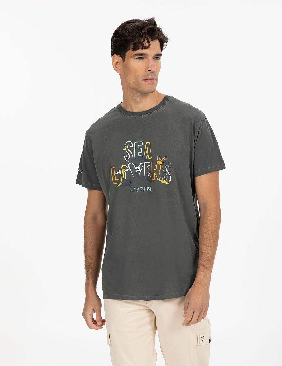 SEALOVERS PRINTED T-SHIRT COLOURS CHARCOAL