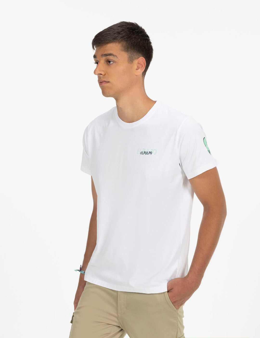 CAMISETA ESTAMPADO TRIPLE LOGO DESGASTADO BLANCO PURO