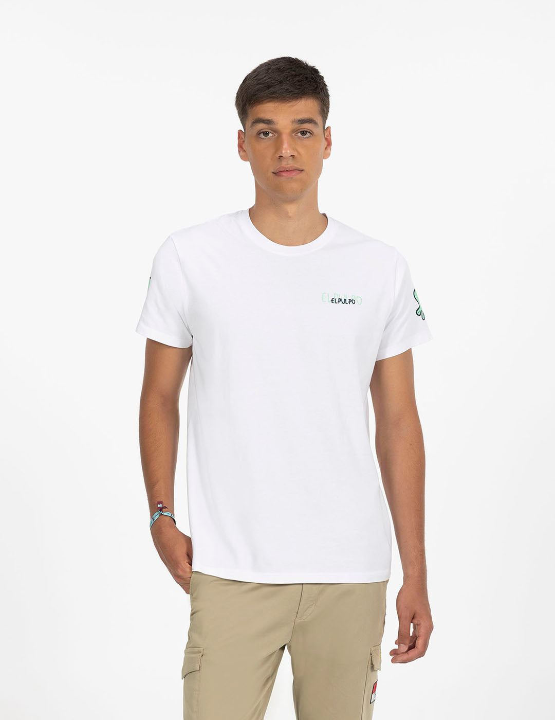 CAMISETA ESTAMPADO TRIPLE LOGO DESGASTADO BLANCO PURO