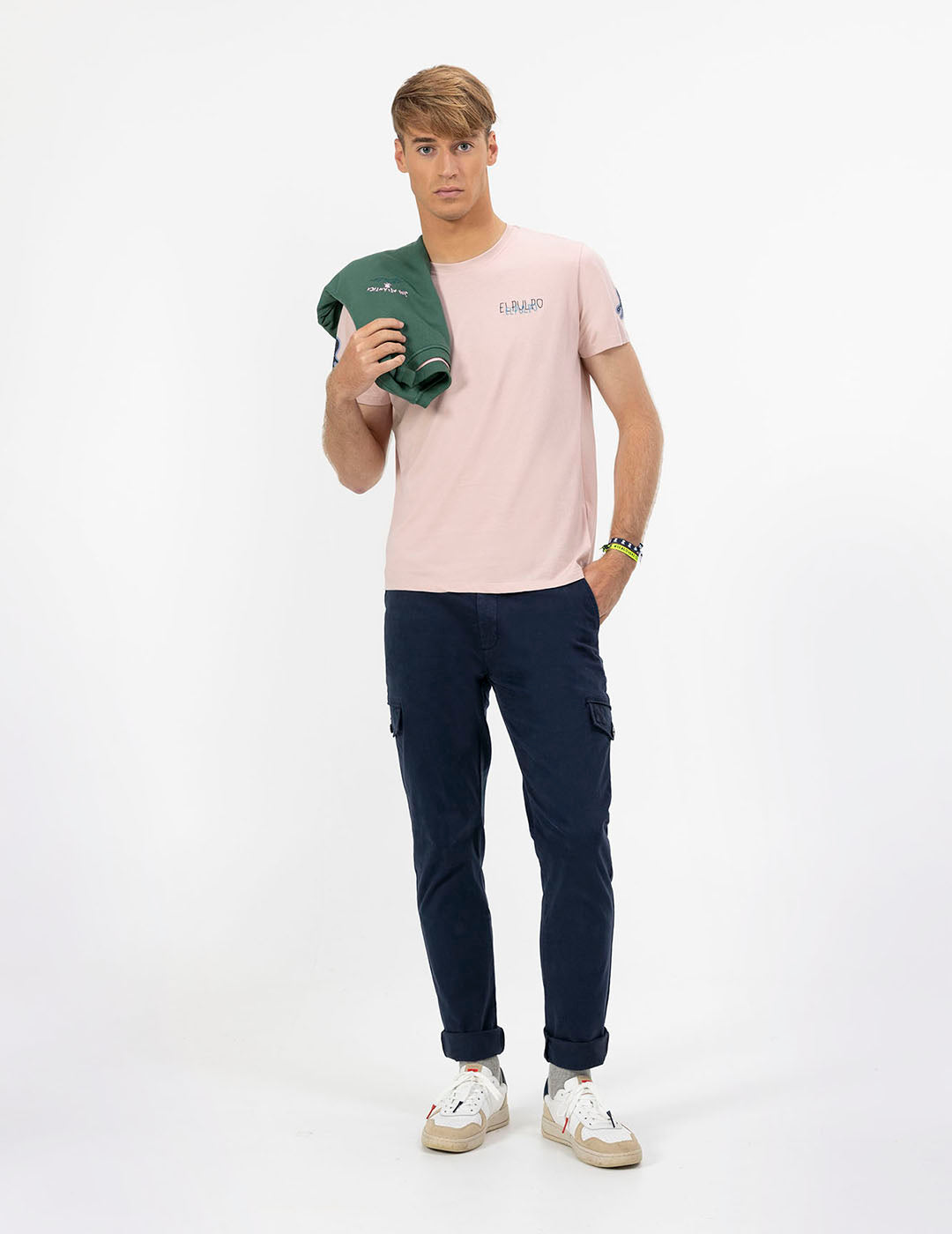 DELAVÉ PINK TRIPLE LOGO PRINT T-SHIRT