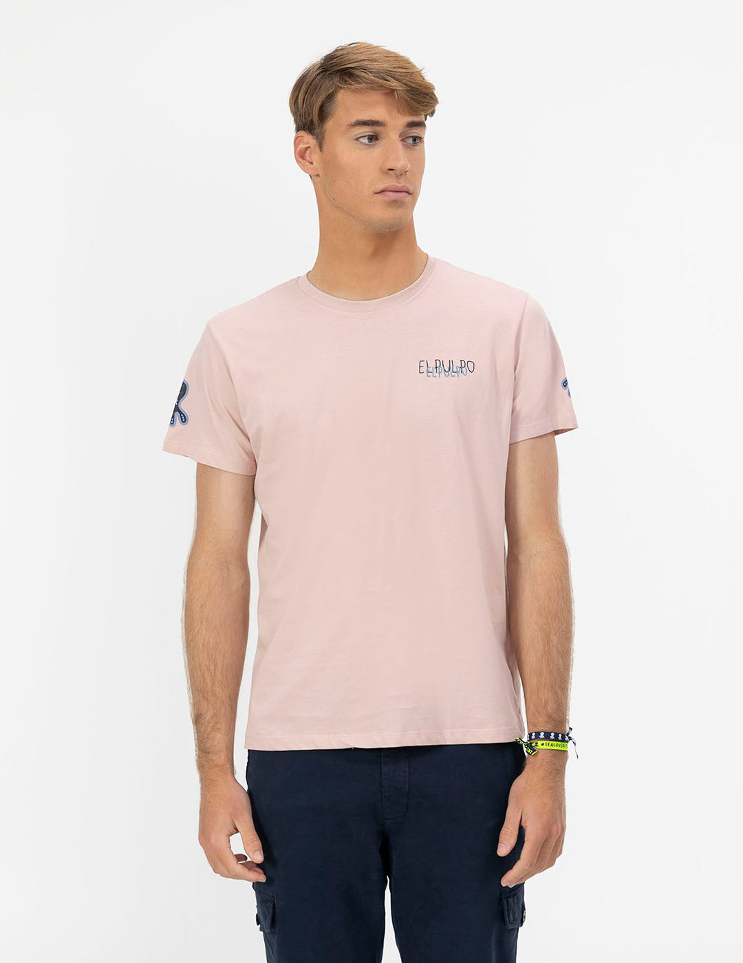 DELAVÉ PINK TRIPLE LOGO PRINT T-SHIRT