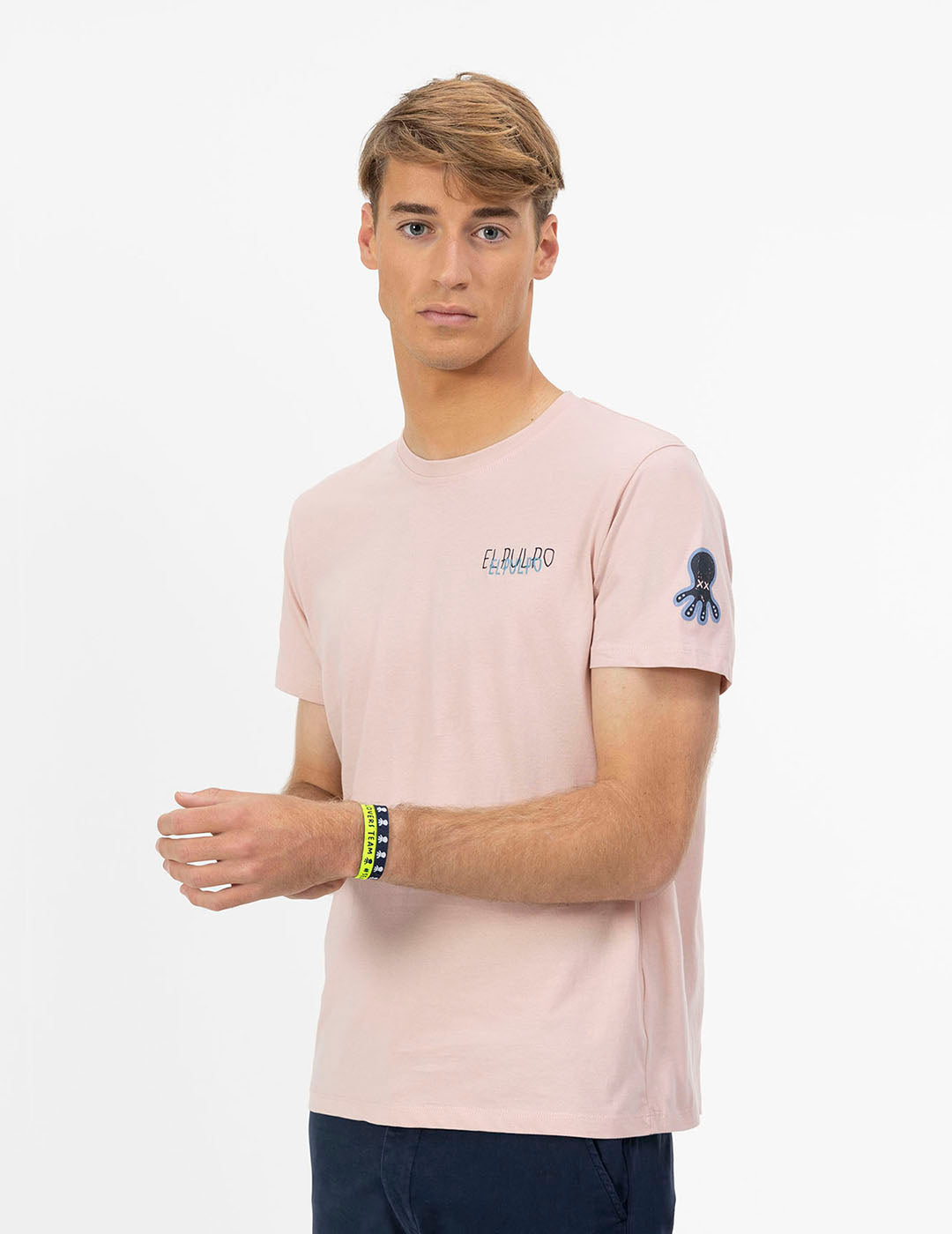 DELAVÉ PINK TRIPLE LOGO PRINT T-SHIRT