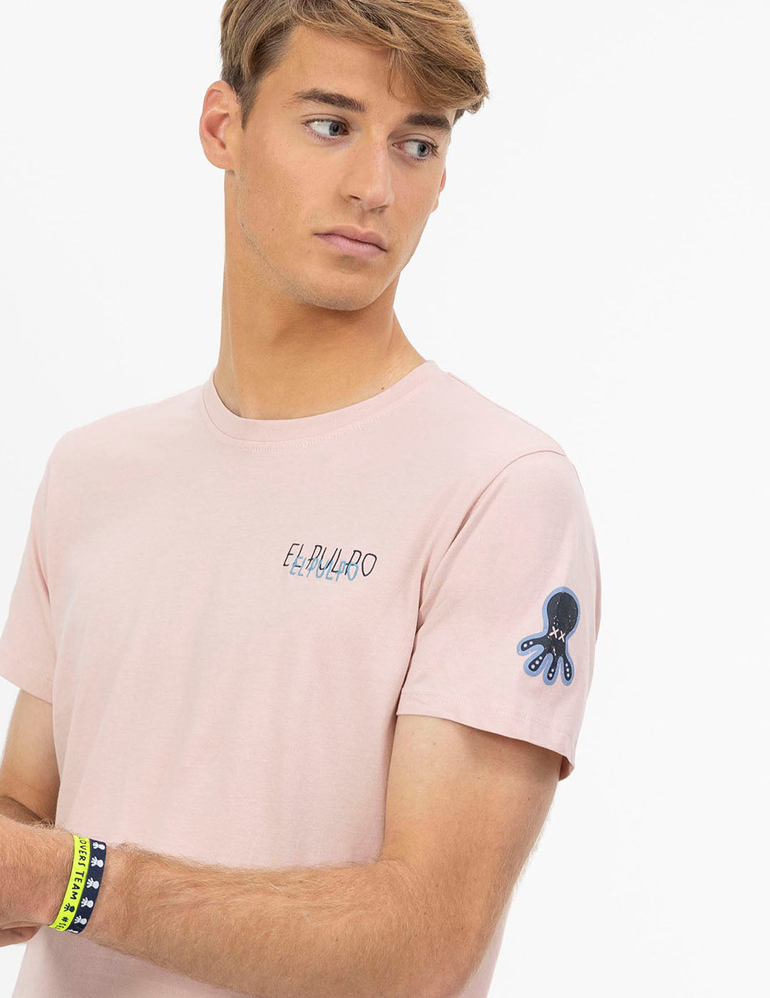 DELAVÉ PINK TRIPLE LOGO PRINT T-SHIRT