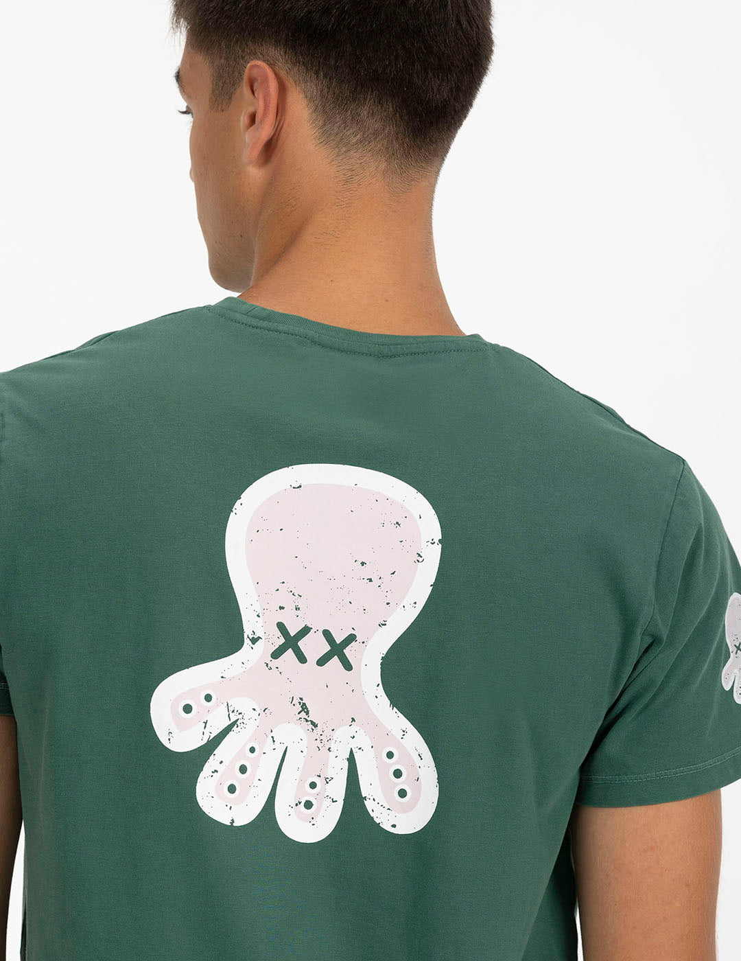 CAMISETA ESTAMPADO TRIPLE LOGO DESGASTADO VERDE INGLÉS