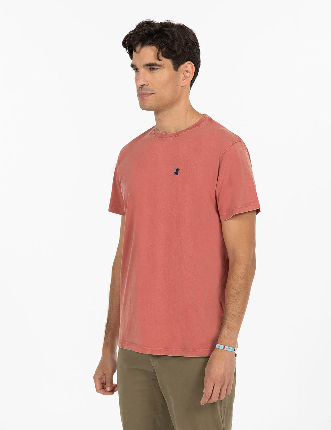 PINK FLAMINGO CONTRAST LOGO EMBROIDERY T-SHIRT