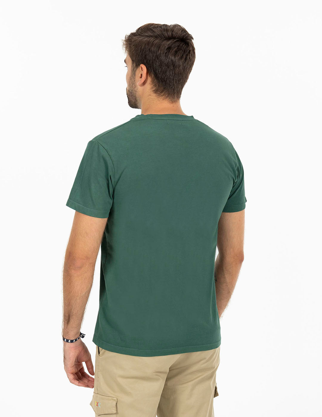 CAMISETA BORDADO LOGO CONTRASTE VERDE INGLÉS