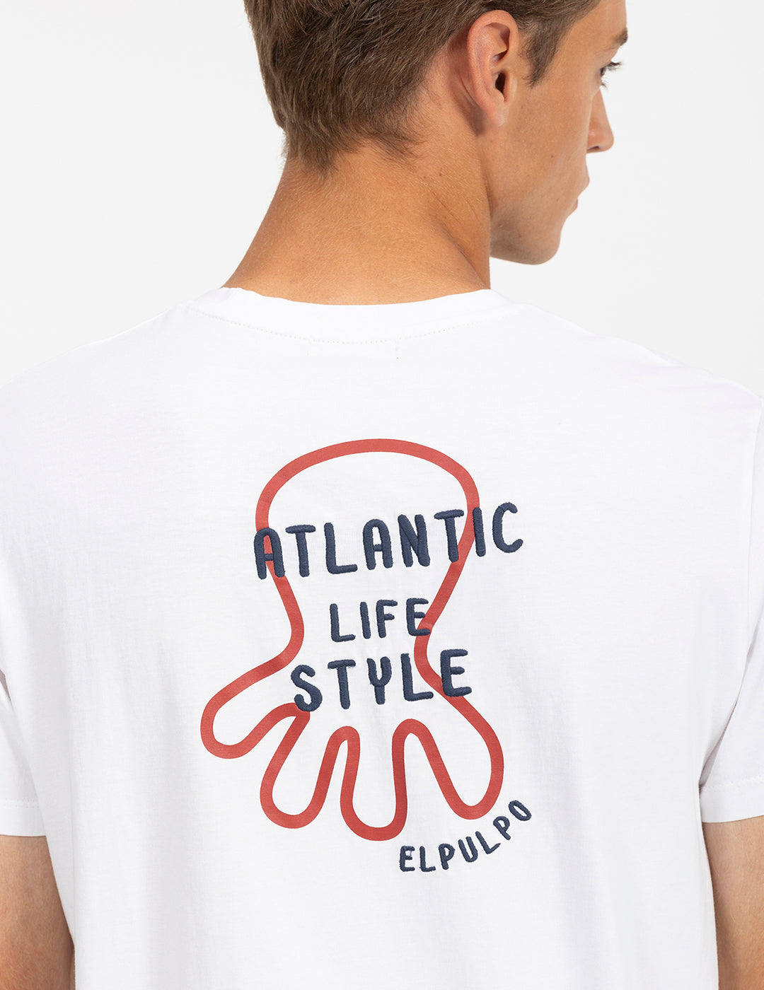 CAMISETA BORDADO CONTRASTE ATLANTIC LIFESTYLE BLANCO PURO