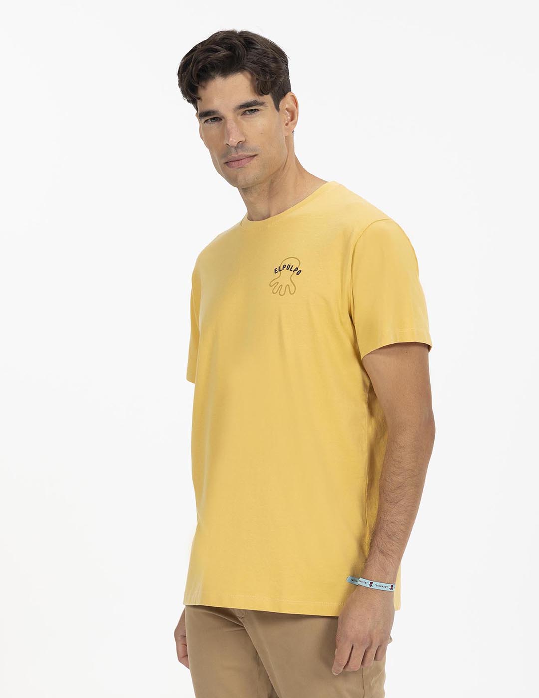 CONTRAST EMBROIDERY T-SHIRT SABES A-MAR MUSTARD DELAVÉ