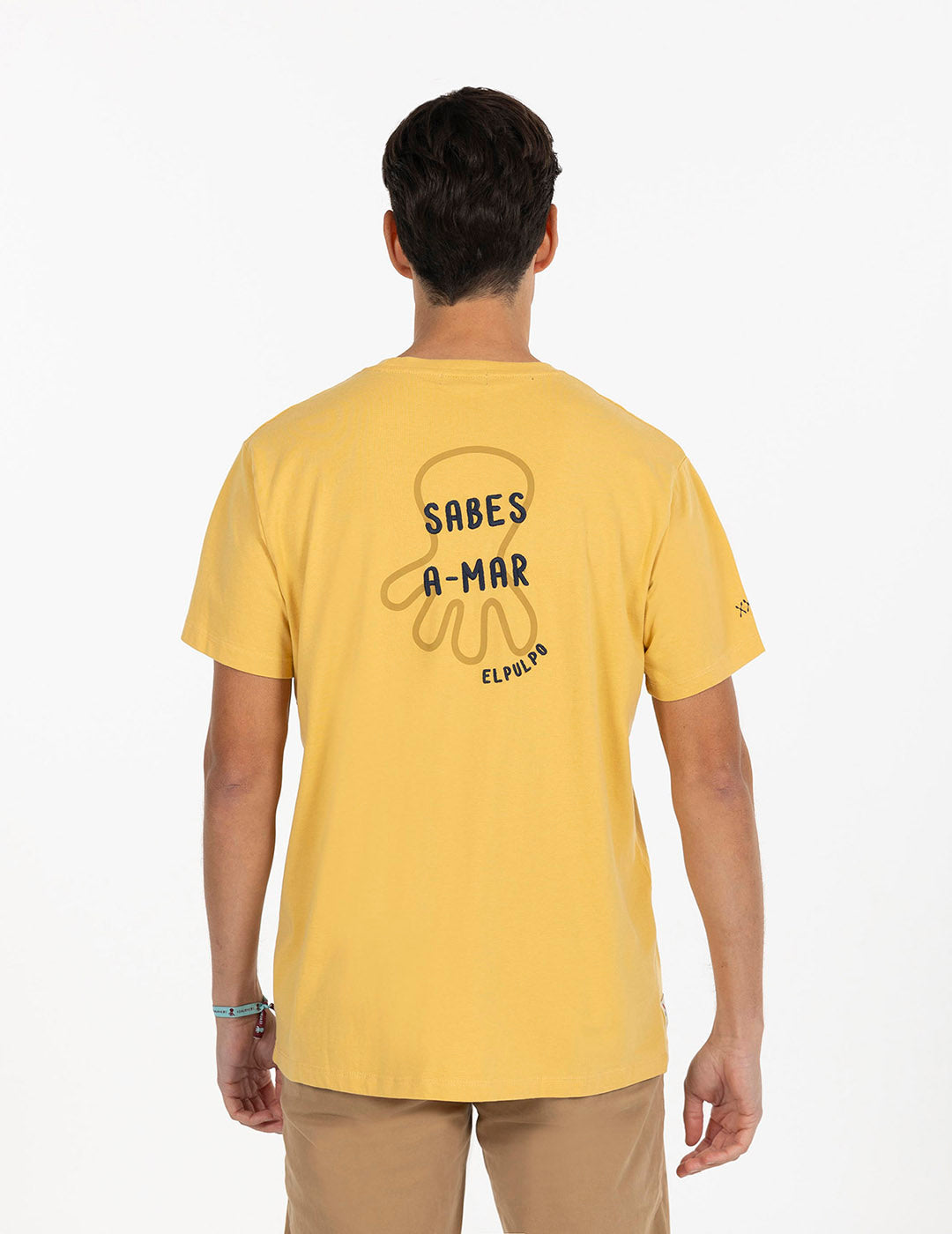 CONTRAST EMBROIDERY T-SHIRT SABES A-MAR MUSTARD DELAVÉ