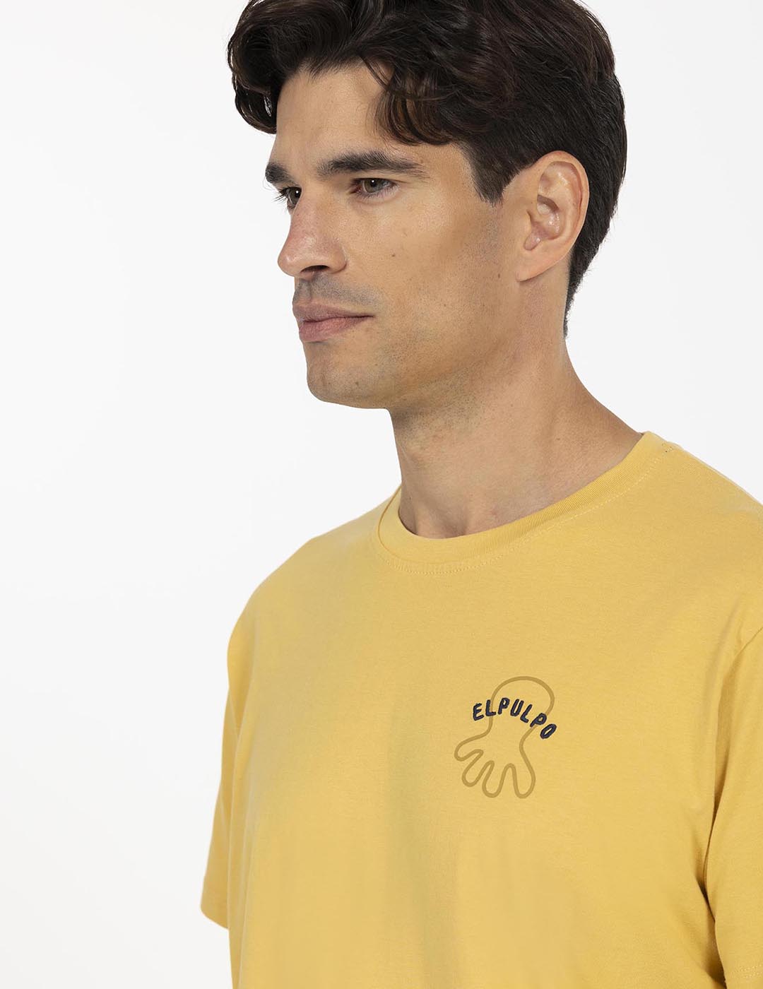 CONTRAST EMBROIDERY T-SHIRT SABES A-MAR MUSTARD DELAVÉ