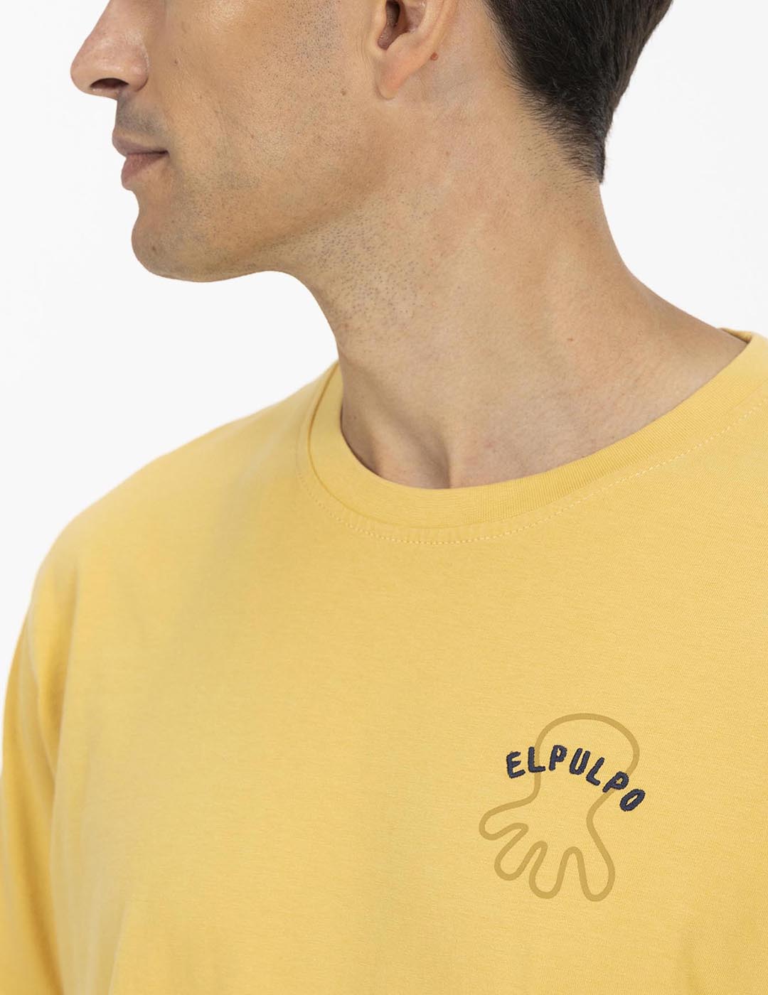 CONTRAST EMBROIDERY T-SHIRT SABES A-MAR MUSTARD DELAVÉ