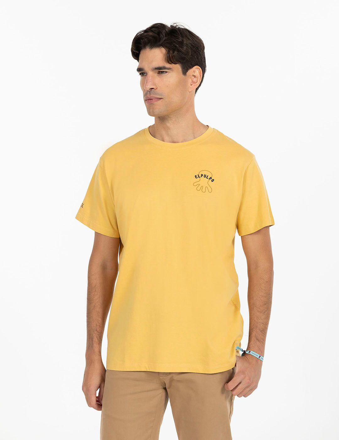 CONTRAST EMBROIDERY T-SHIRT SABES A-MAR MUSTARD DELAVÉ