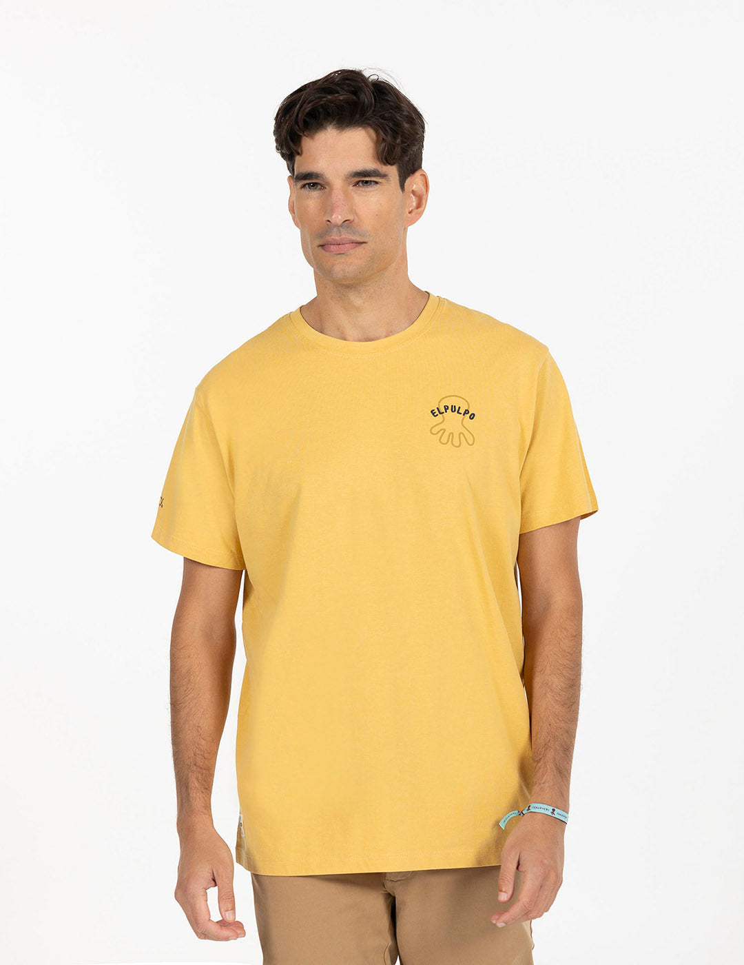 CONTRAST EMBROIDERY T-SHIRT SABES A-MAR MUSTARD DELAVÉ