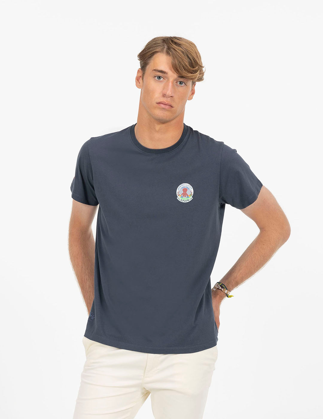 DELAVÉ NAVY BLUE SNOW TEAM PRINTED T-SHIRT