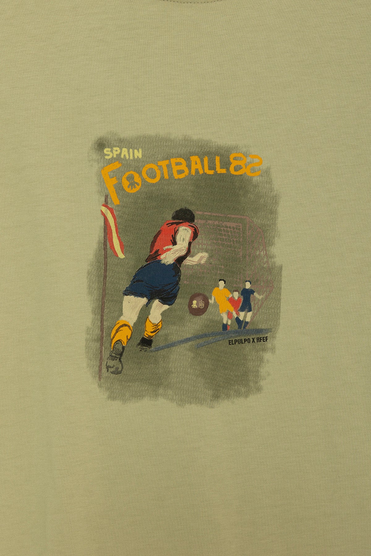 SAGE GREEN FOOTBALL MATCH DRAWN PRINT T-SHIRT