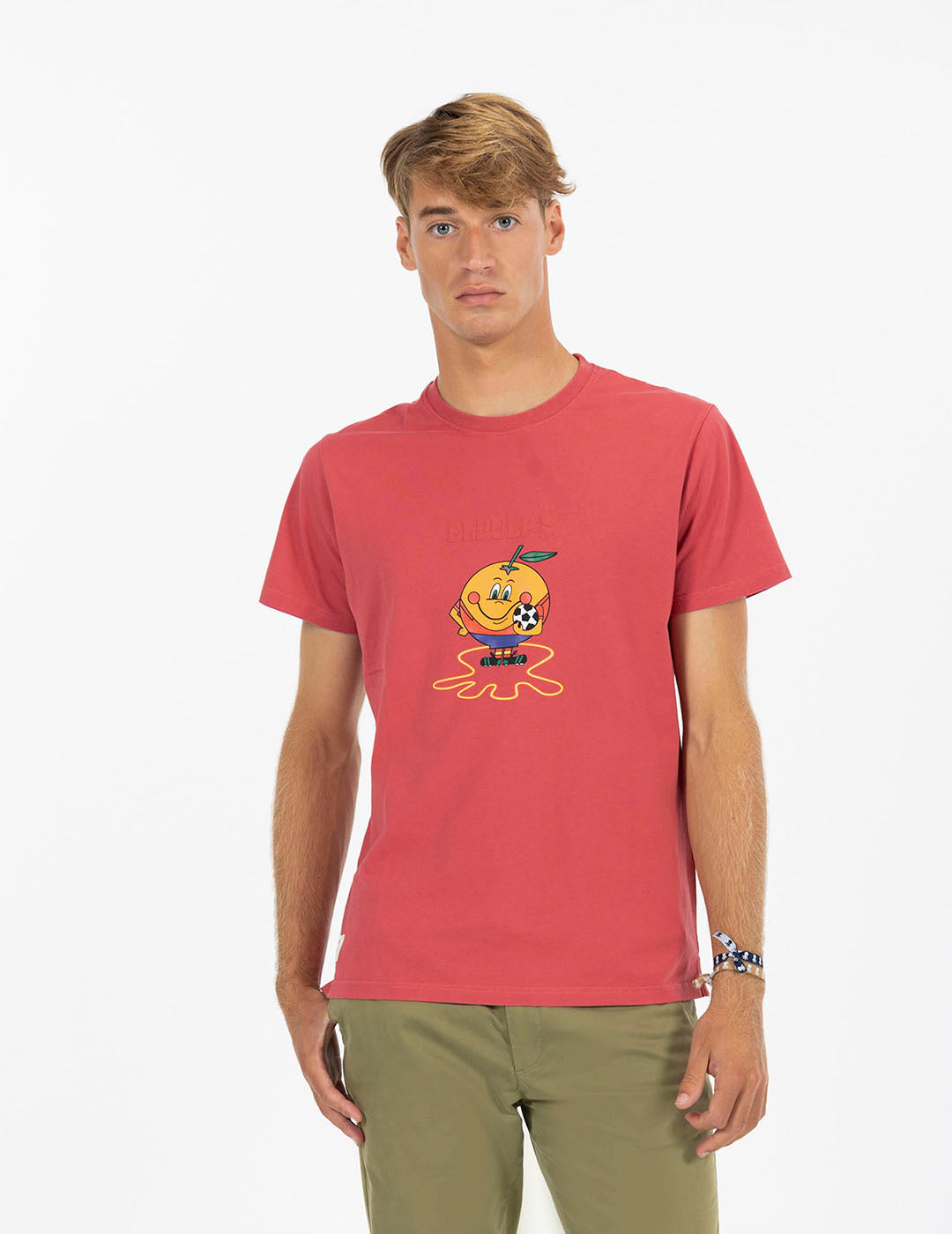 CAMISETA ESTAMPADO ELPULPO Y NARANJITO ROJO DELAVÉ