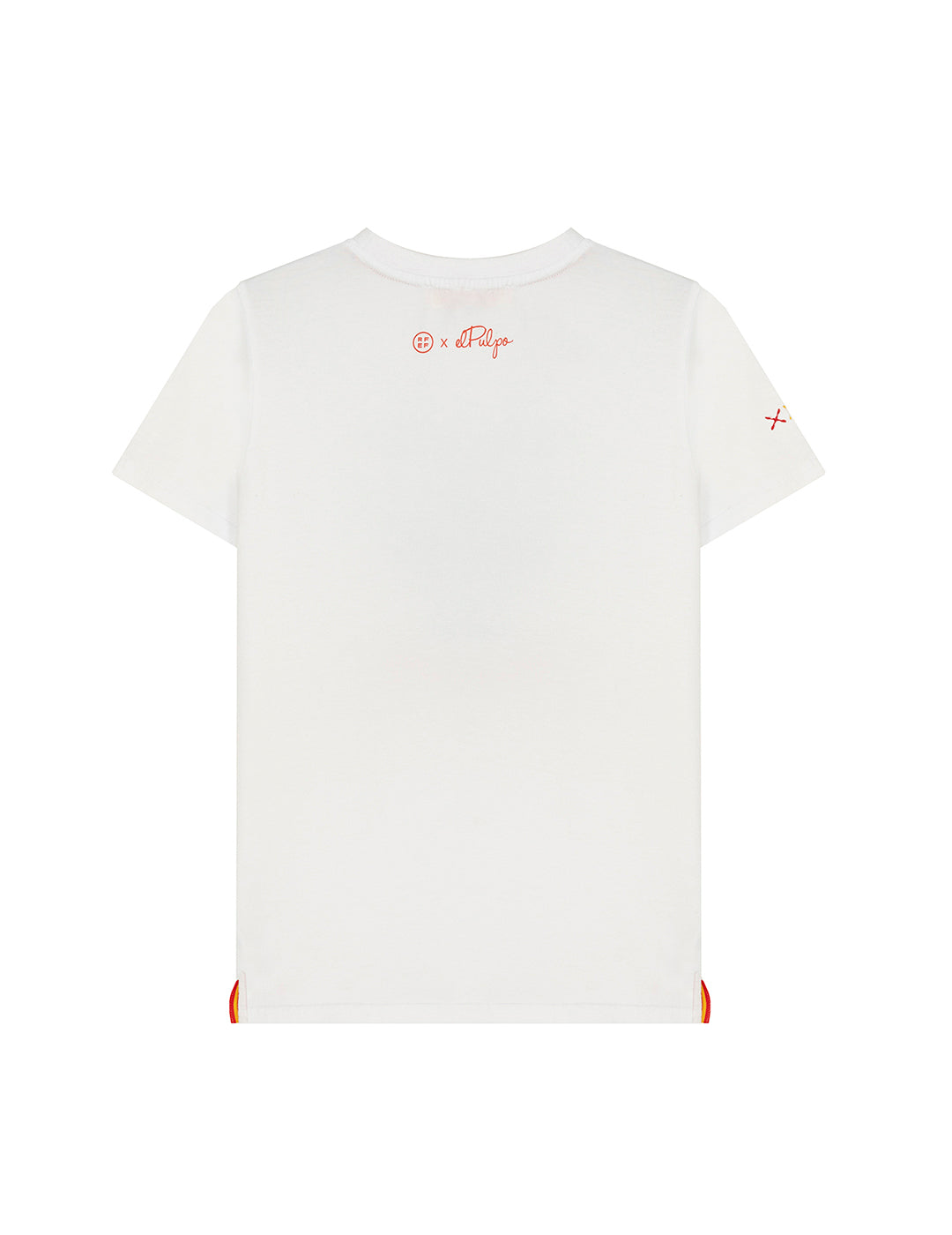 ORANGE CHEST PRINT T-SHIRT IN PURE WHITE