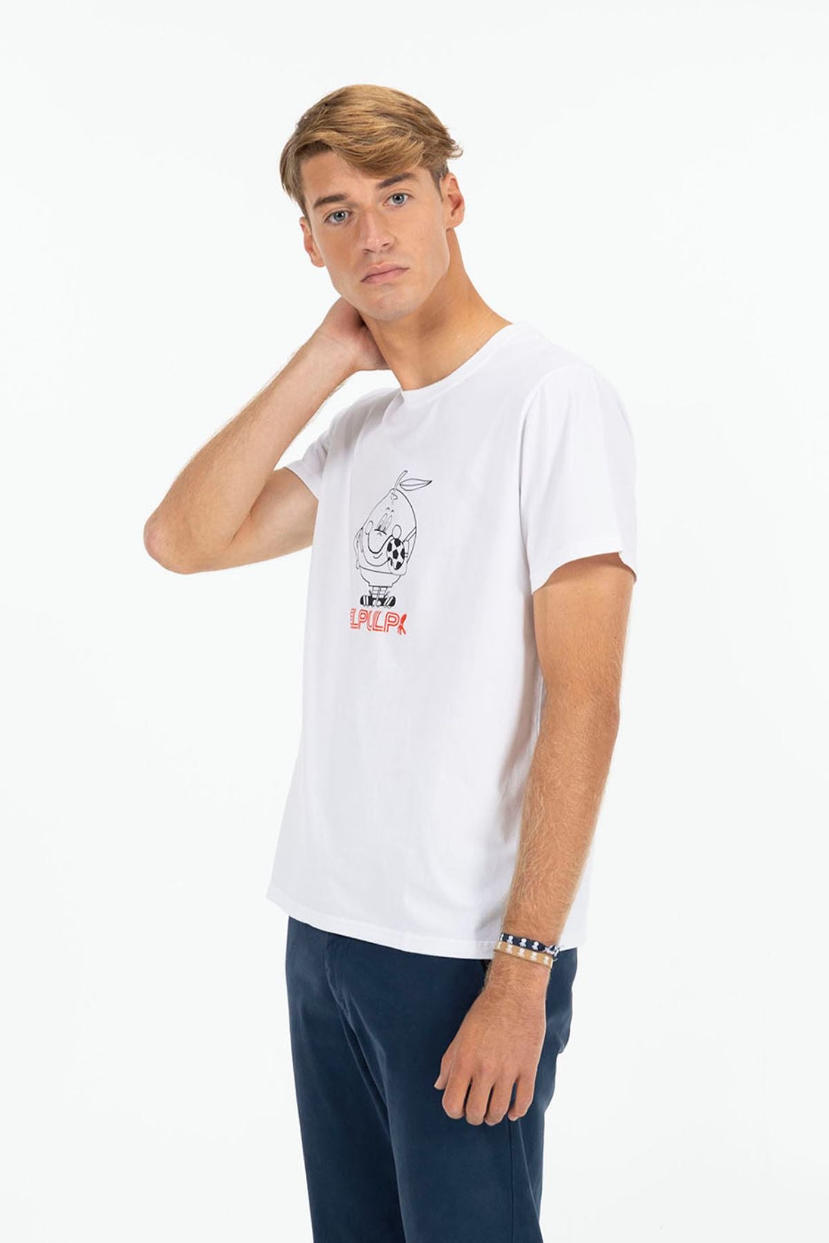 CAMISETA ESTAMPADO SILUETA NARANJITO BLANCO PURO