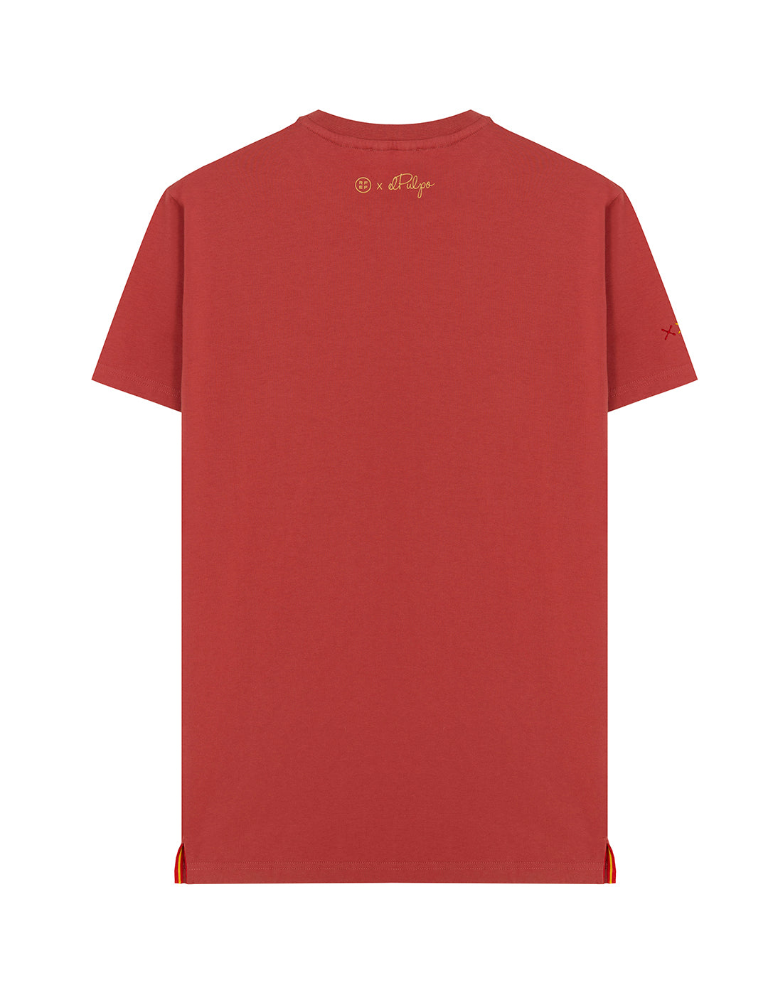 DELAVÉ ORANGE RED CHEST PRINT T-SHIRT