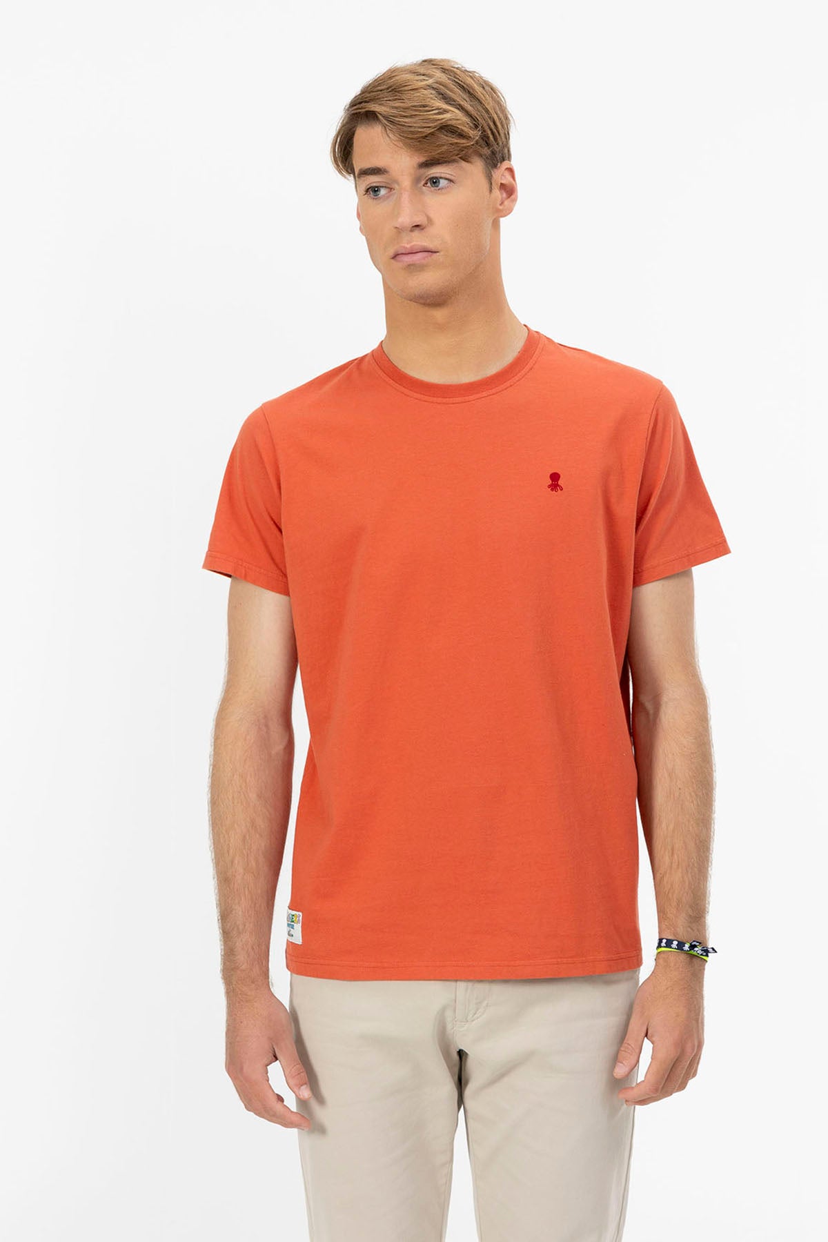 T-SHIRT WITH EMBROIDERED ELPULPO LOGO IN TERRACOTTA TONE