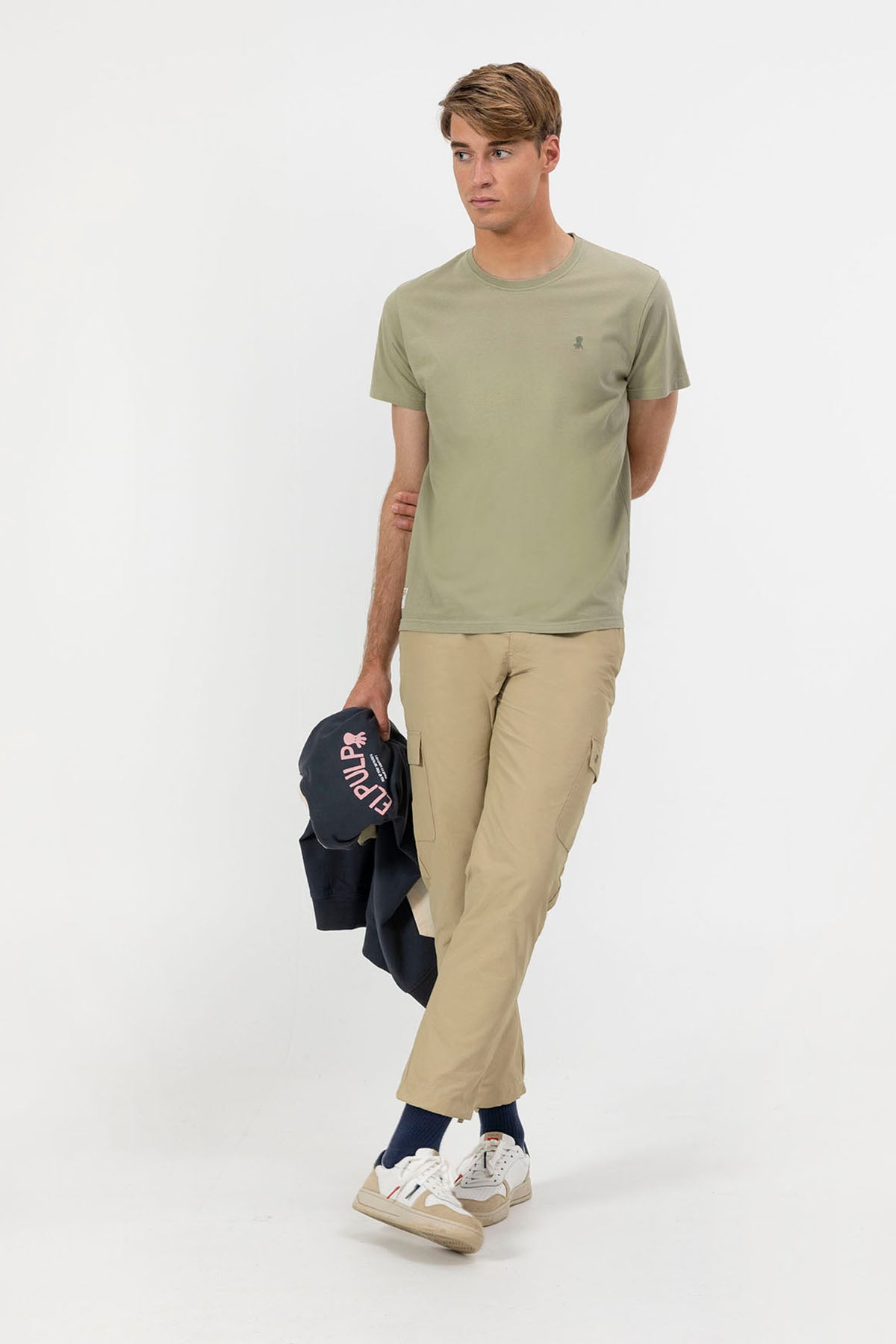 ELPULPO LOGO EMBROIDERED T-SHIRT IN SAGE GREEN TONE