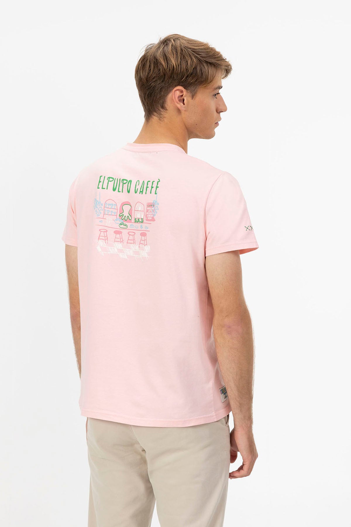 PINK COFFEE OCTOPUS PRINTED T-SHIRT