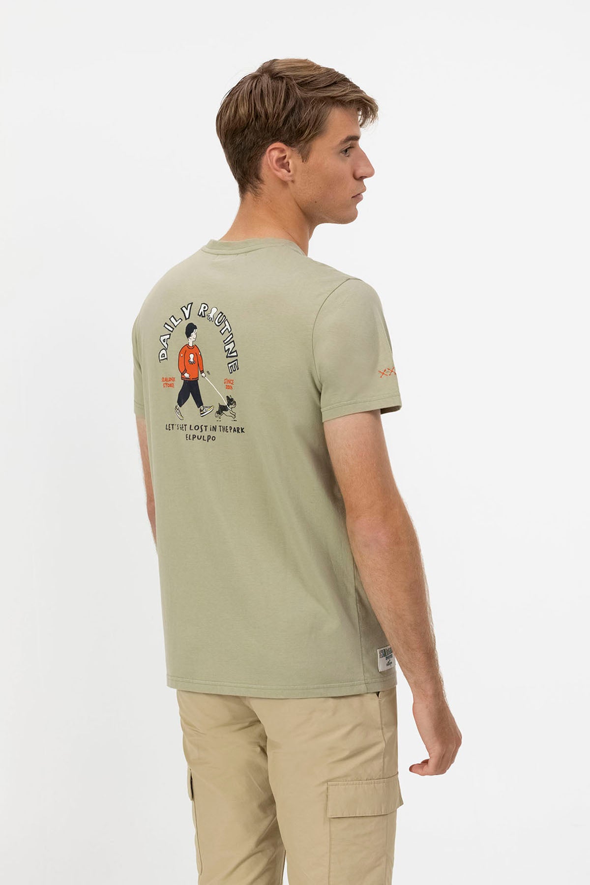 SAGE GREEN DAILY ROUTINE PRINTED T-SHIRT