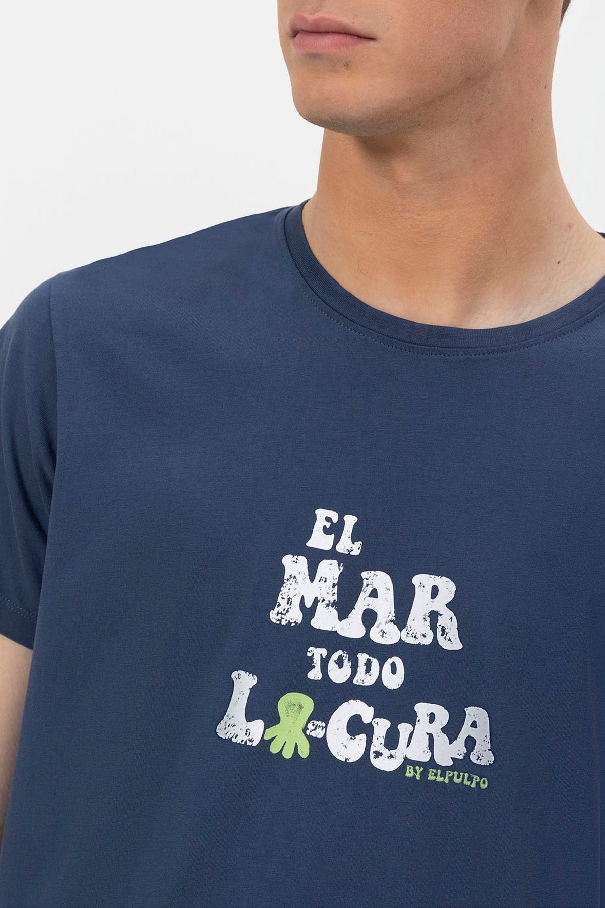 EL MAR TODO LO-CURA T-SHIRT NAVY BLUE DELAVÉ