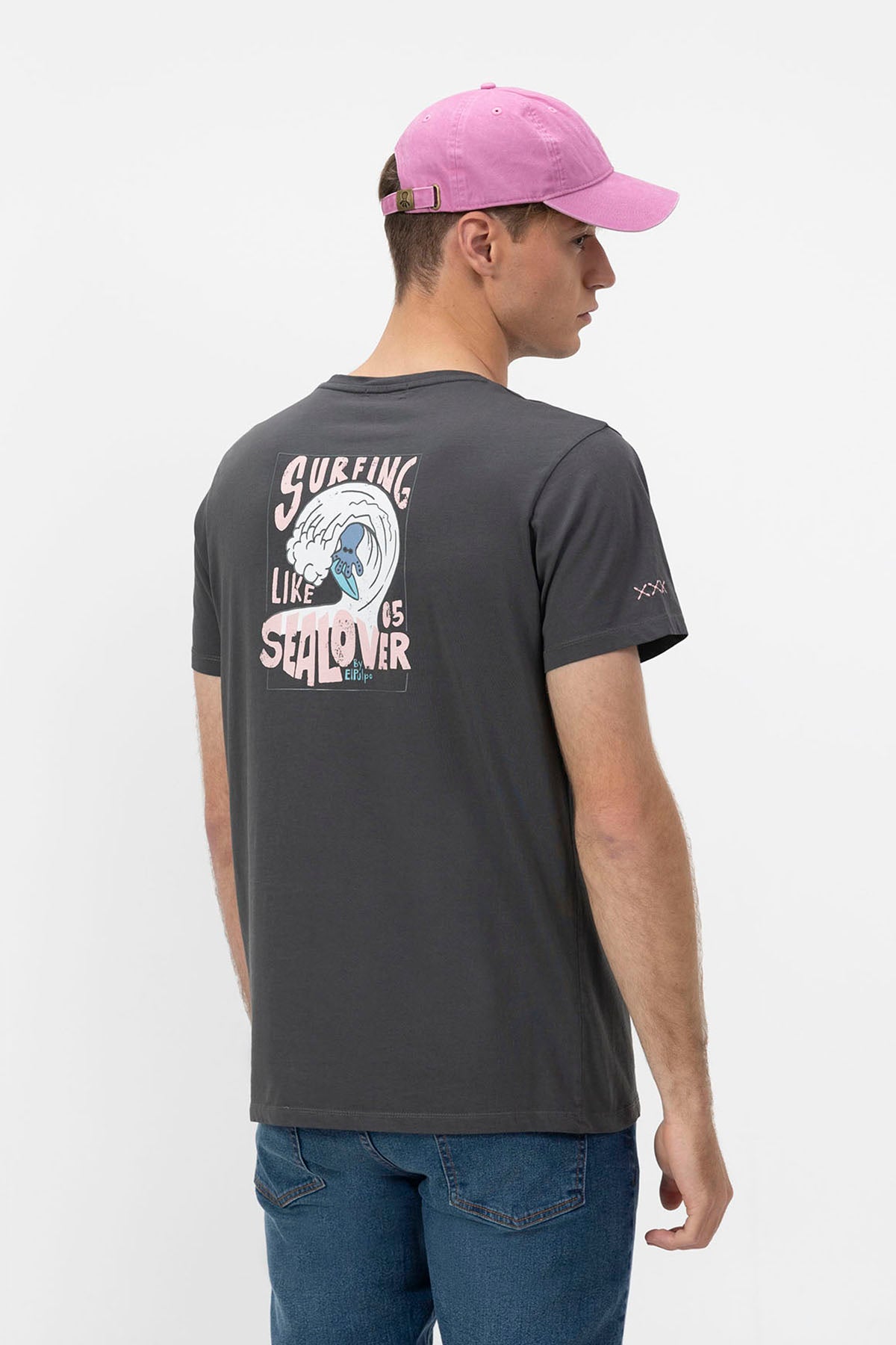 CAMISETA ESTAMPADO SURFING WAVES ANTRACITA