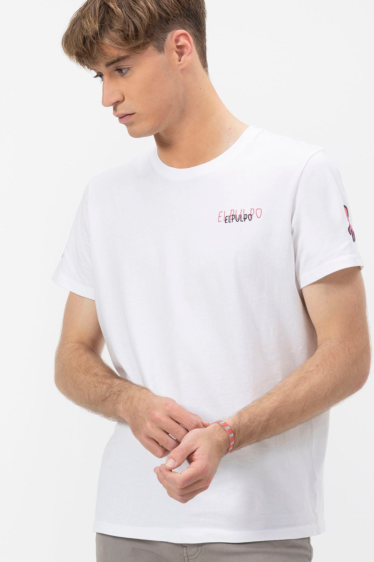 PURE WHITE TRIPLE LOGO DRAWN T-SHIRT