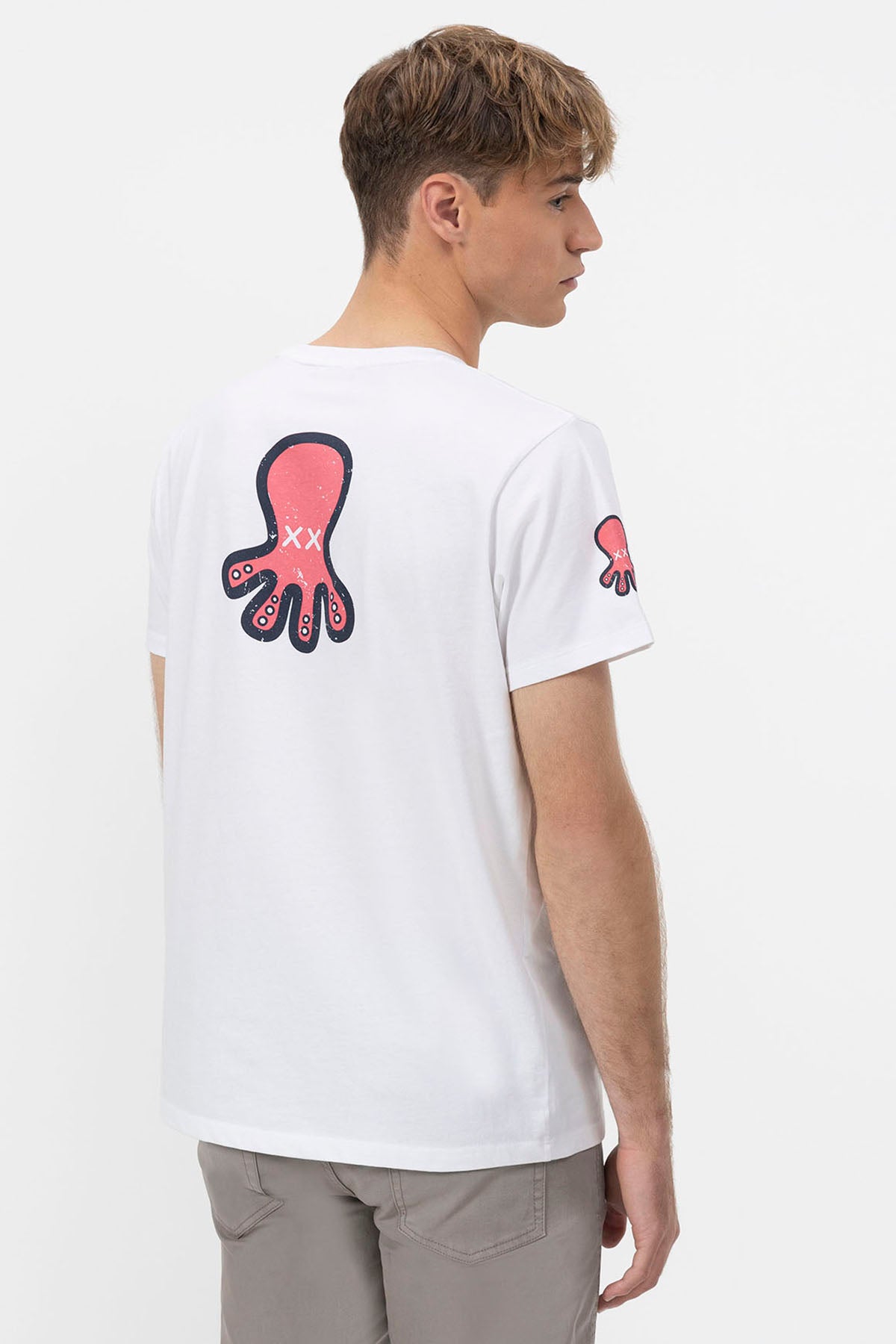 PURE WHITE TRIPLE LOGO DRAWN T-SHIRT