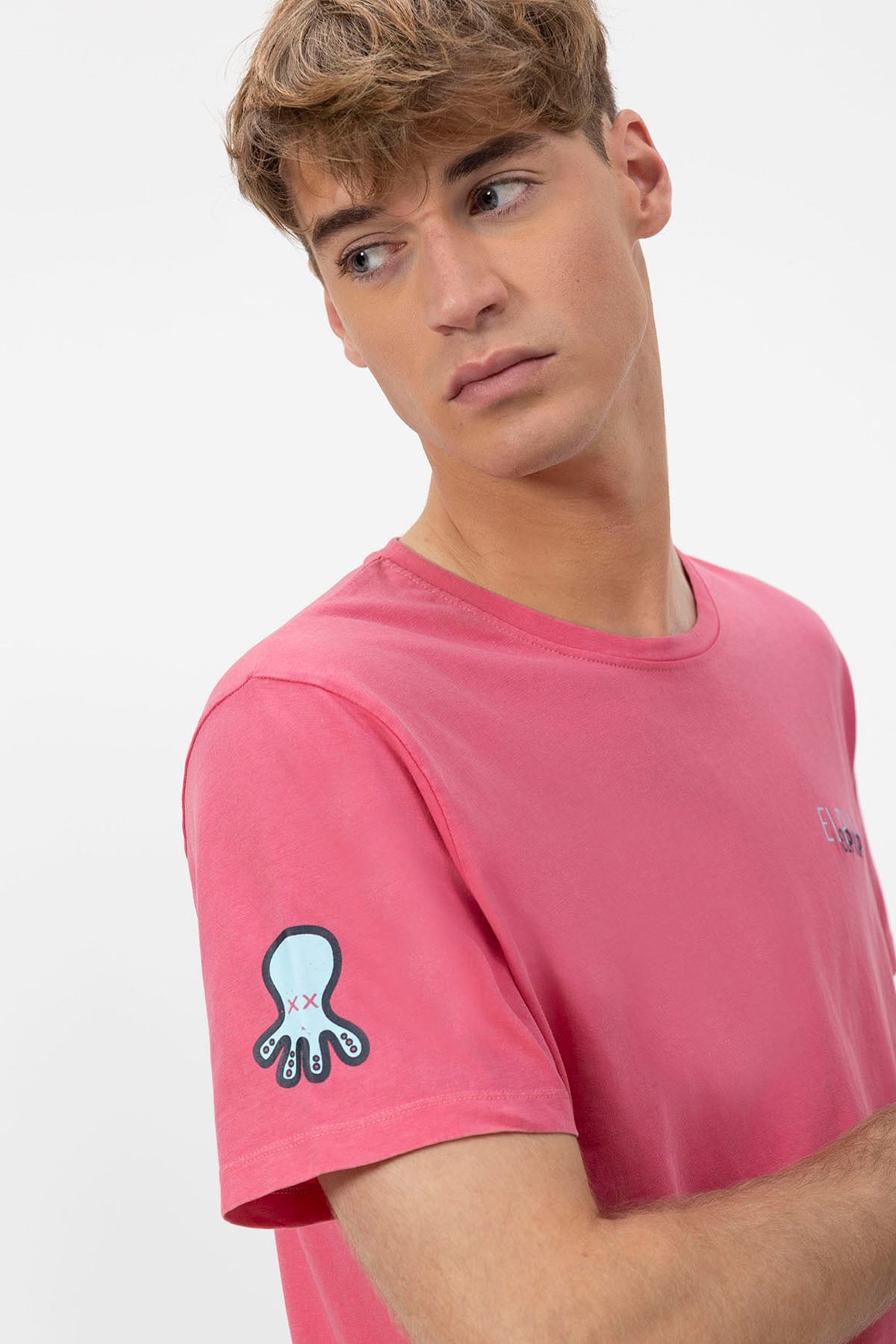 TRIPLE LOGO DRAWN T-SHIRT IN GUM PINK