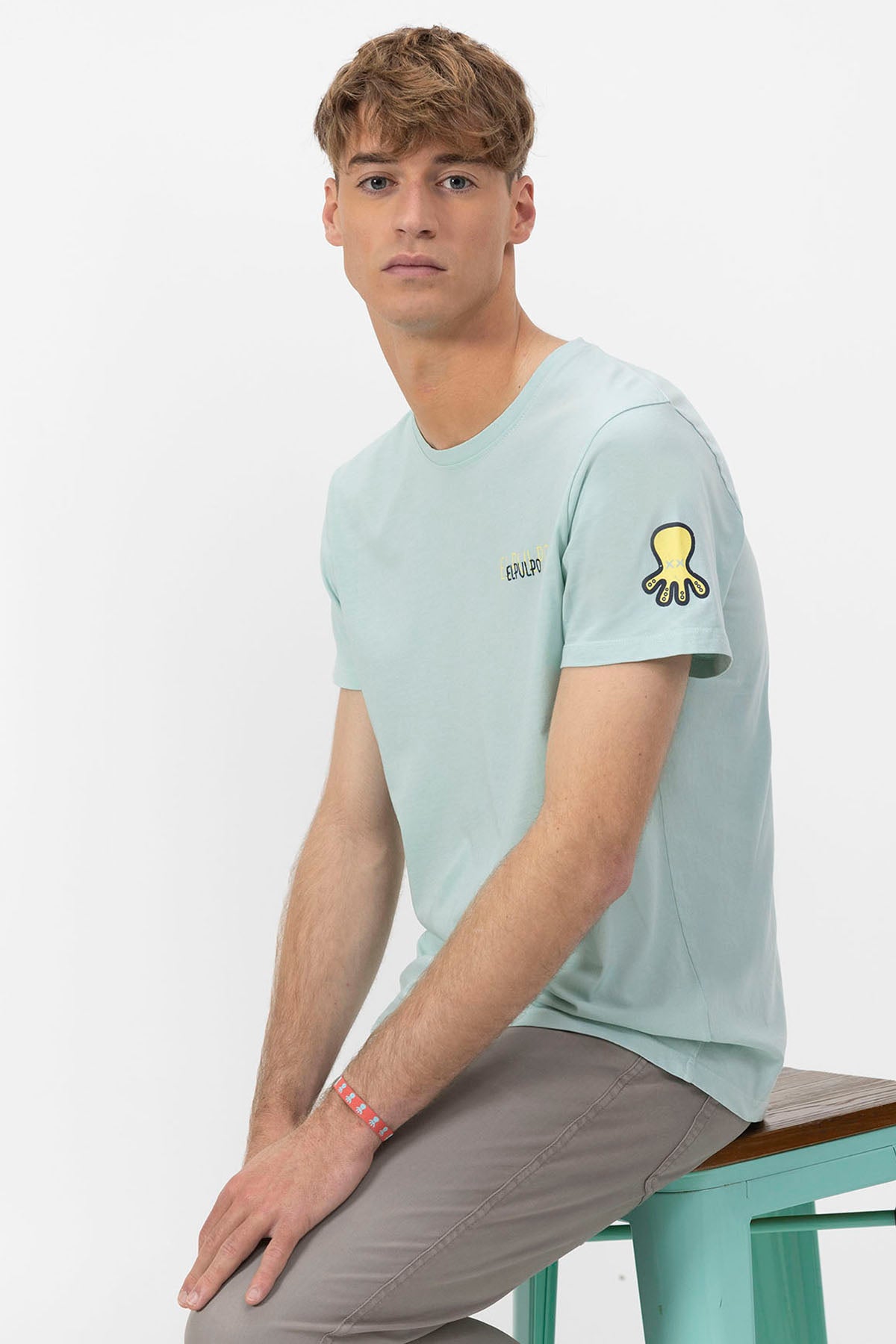 TURQUOISE BLUE TRIPLE LOGO T-SHIRT