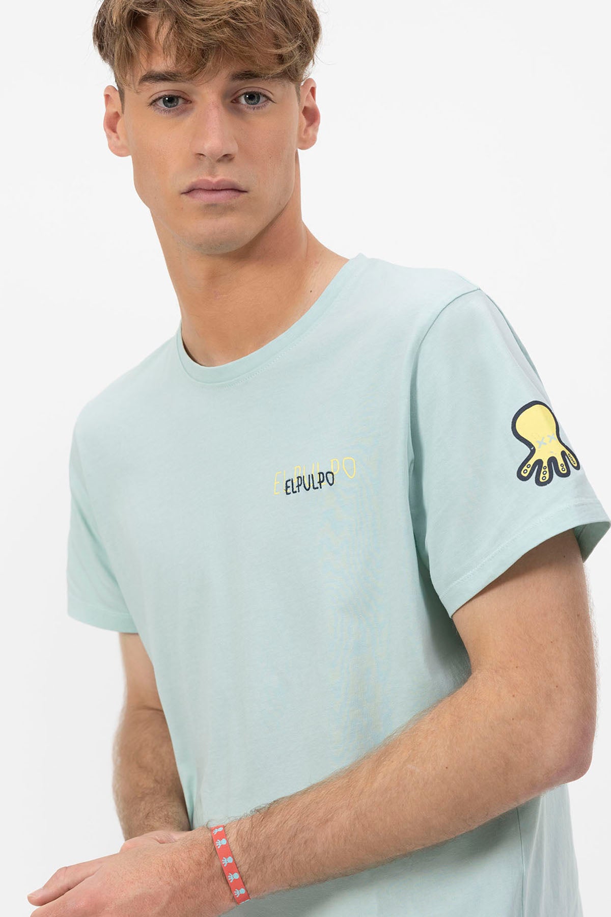 TURQUOISE BLUE TRIPLE LOGO T-SHIRT