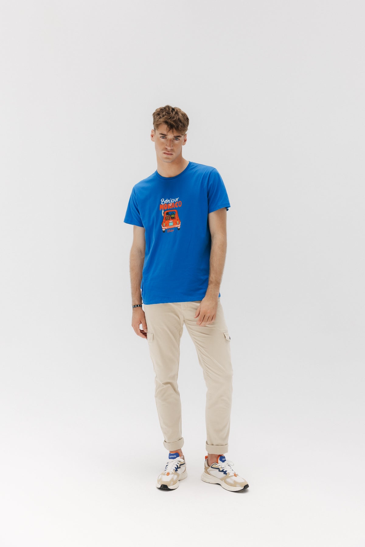 CAMISETA ESTAMPADO BONJOUR AZUL ELÉCTRICO