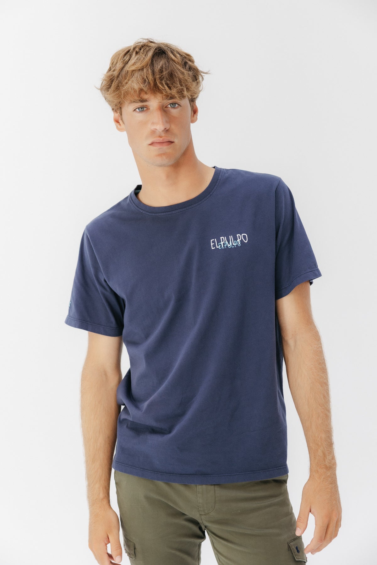 CAMISETA LOGO TEJIDO AZUL MARINO DELAVÉ