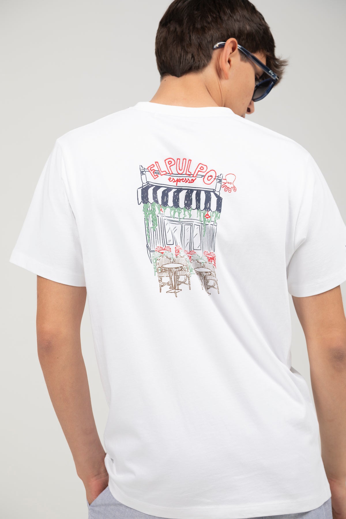 Camiseta estampado elpulpo espresso blanco puro