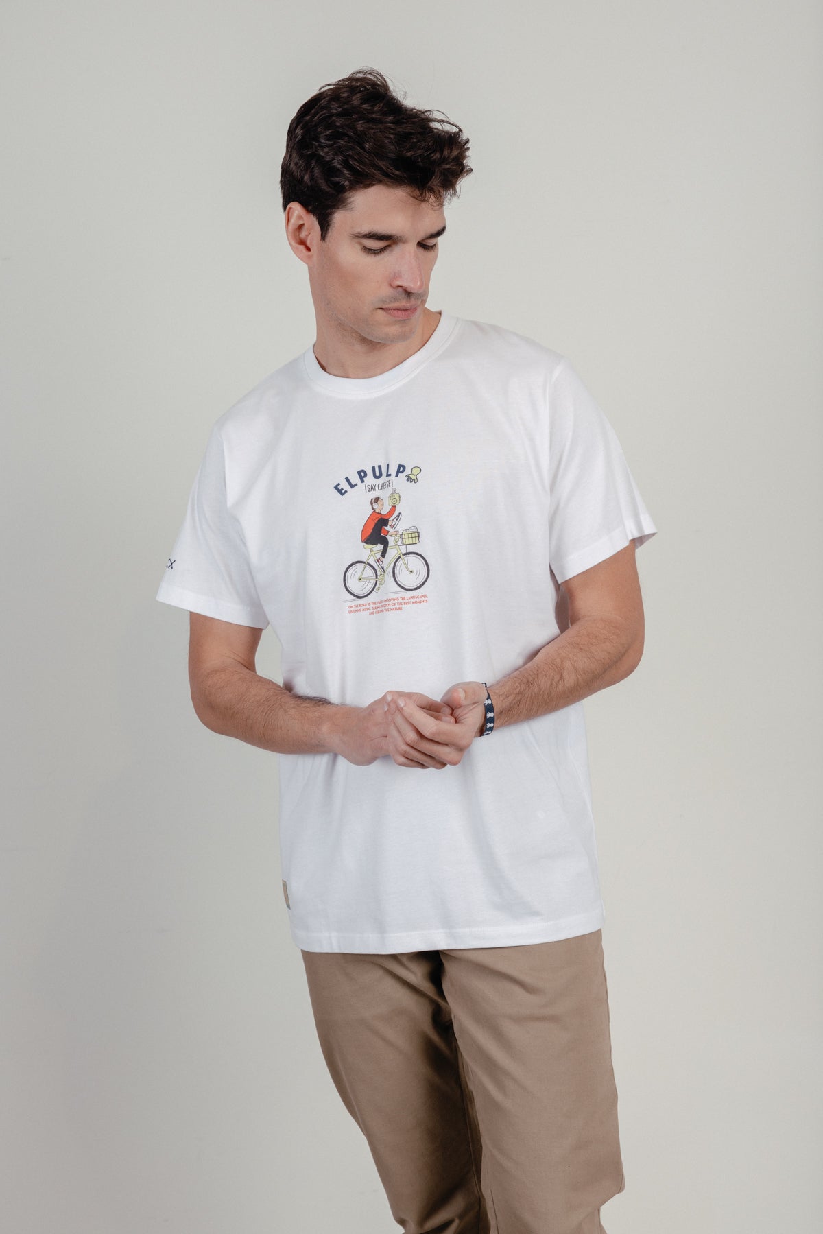 Camiseta estampado say cheese blanco puro