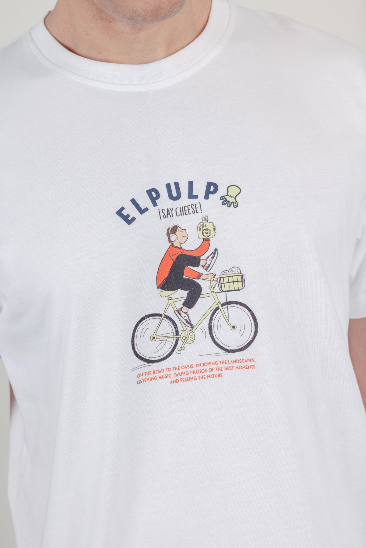 Camiseta estampado say cheese blanco puro