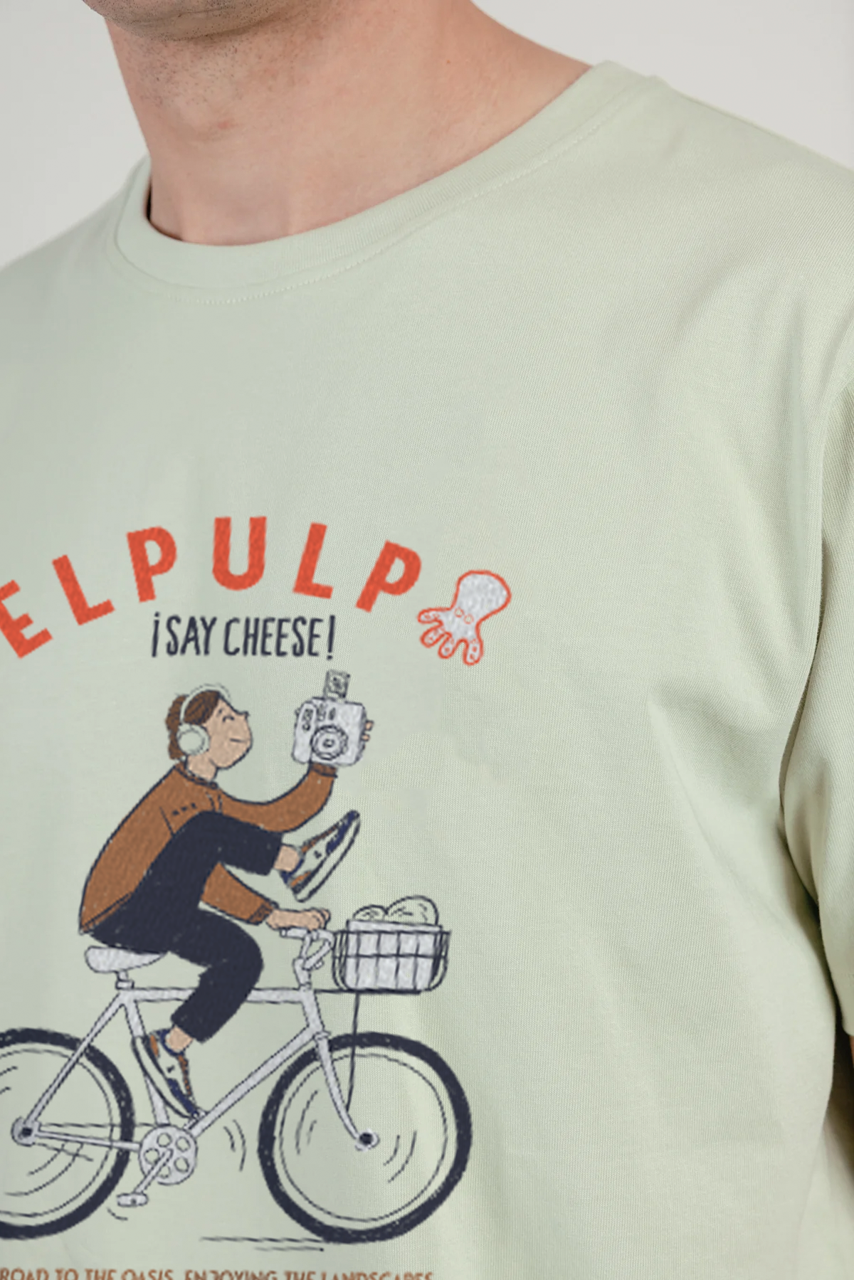 Camiseta estampado say cheese verde menta