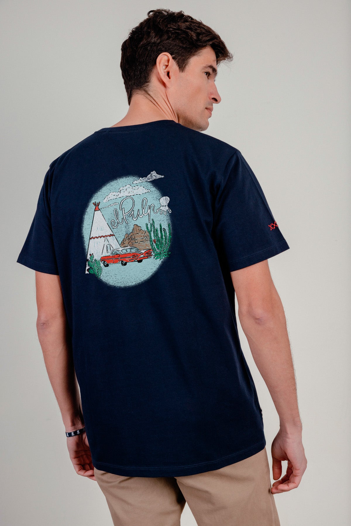Camiseta estampado tipi desierto azul marino