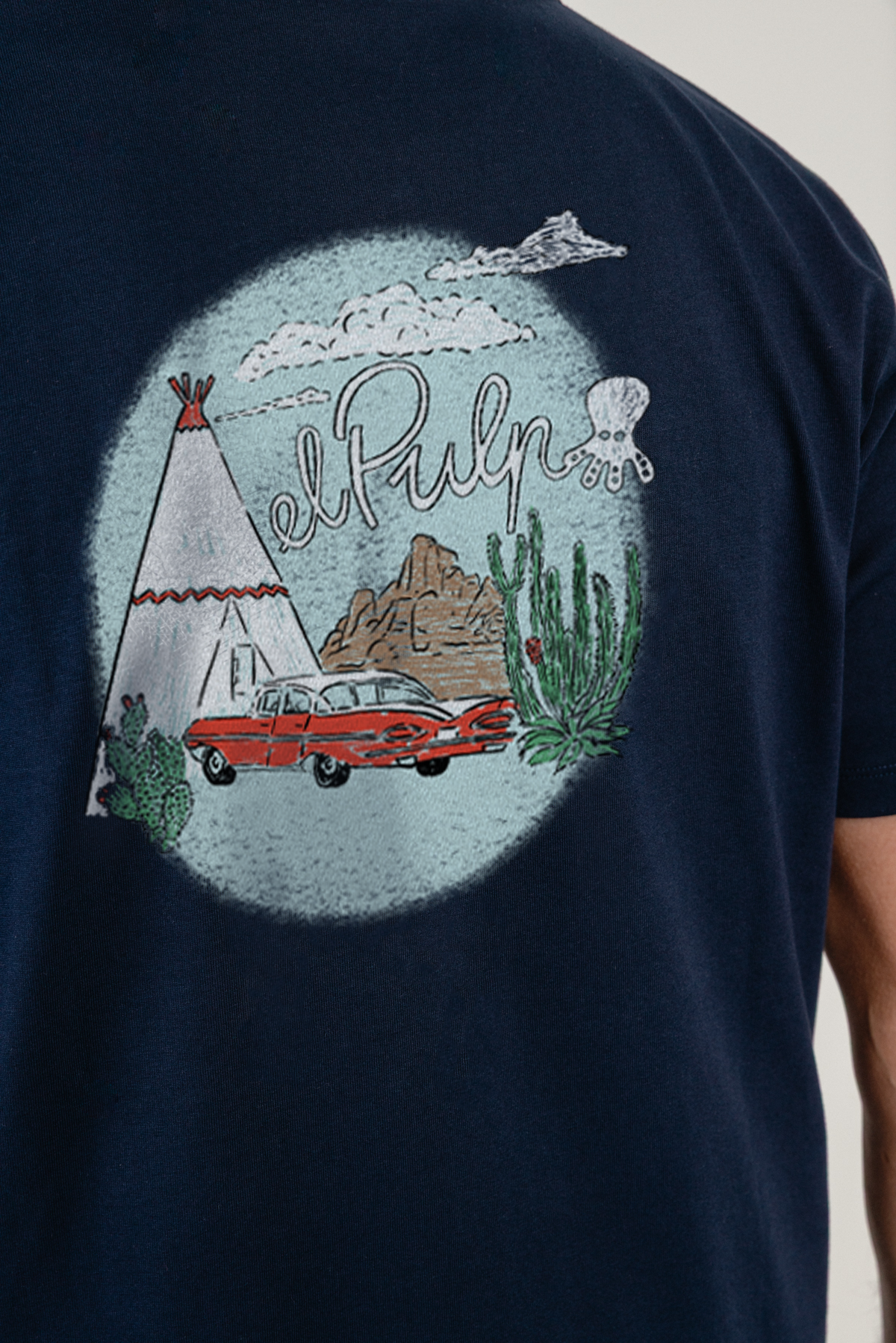 Camiseta estampado tipi desierto azul marino