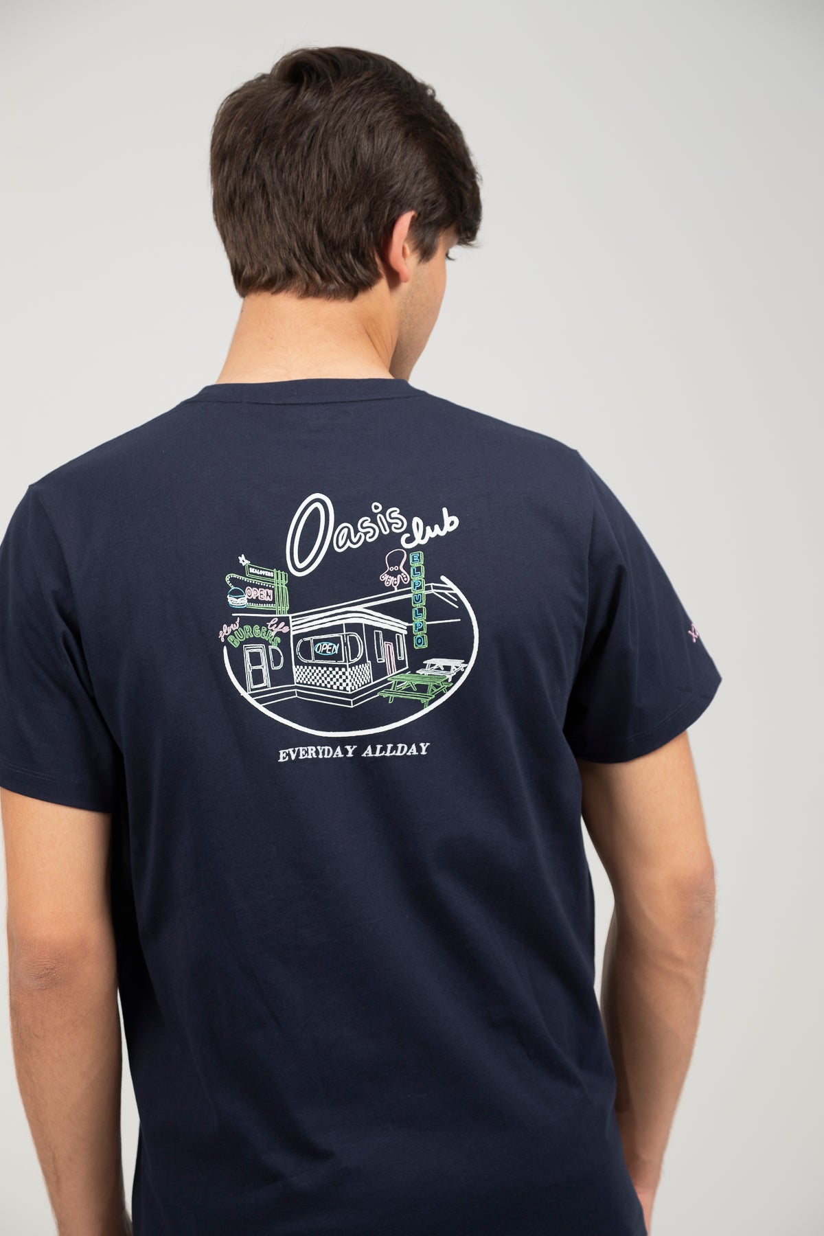Camiseta estampado oasis club azul marino