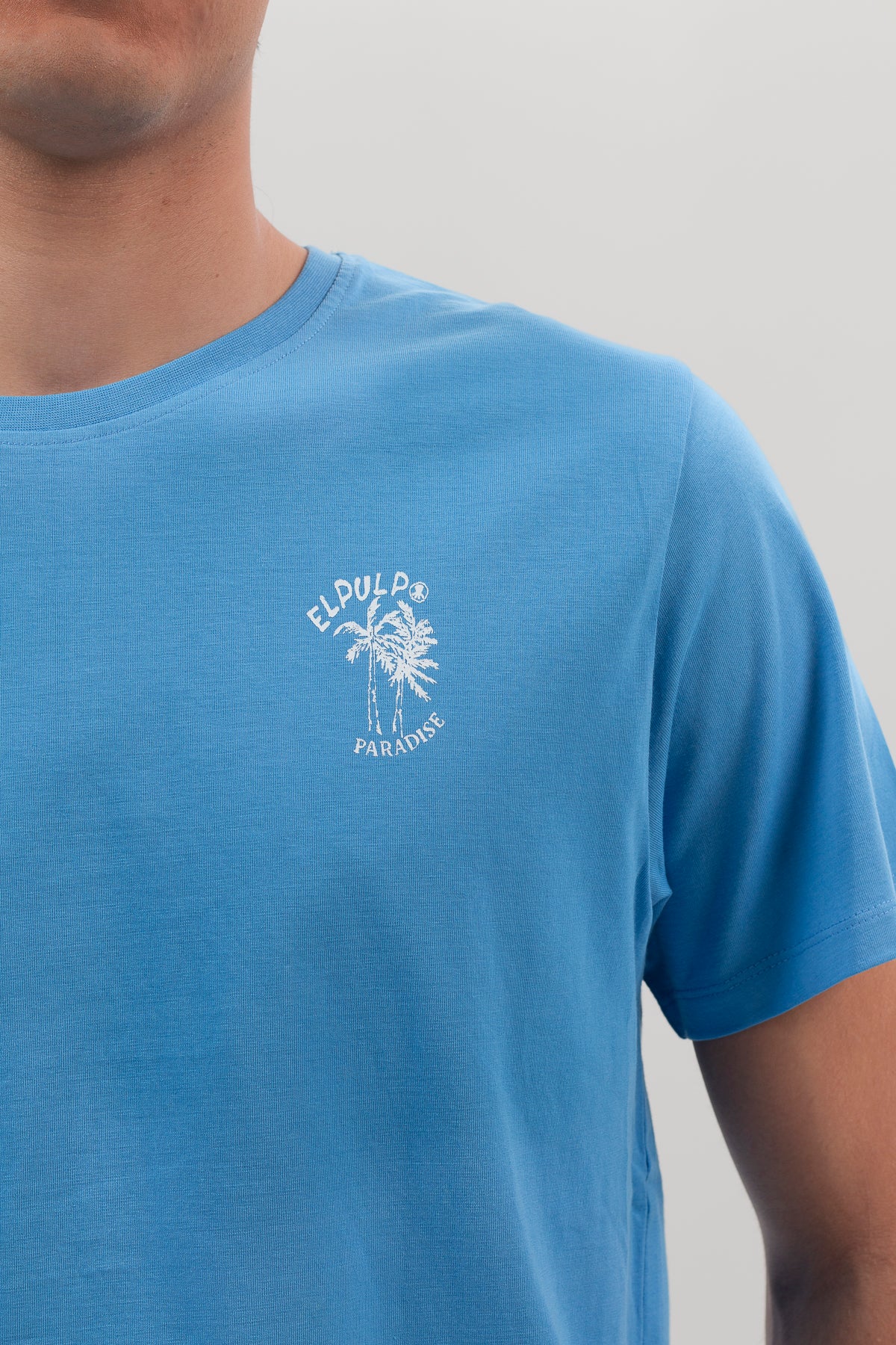 Camiseta estampado palm paradise azul lavanda