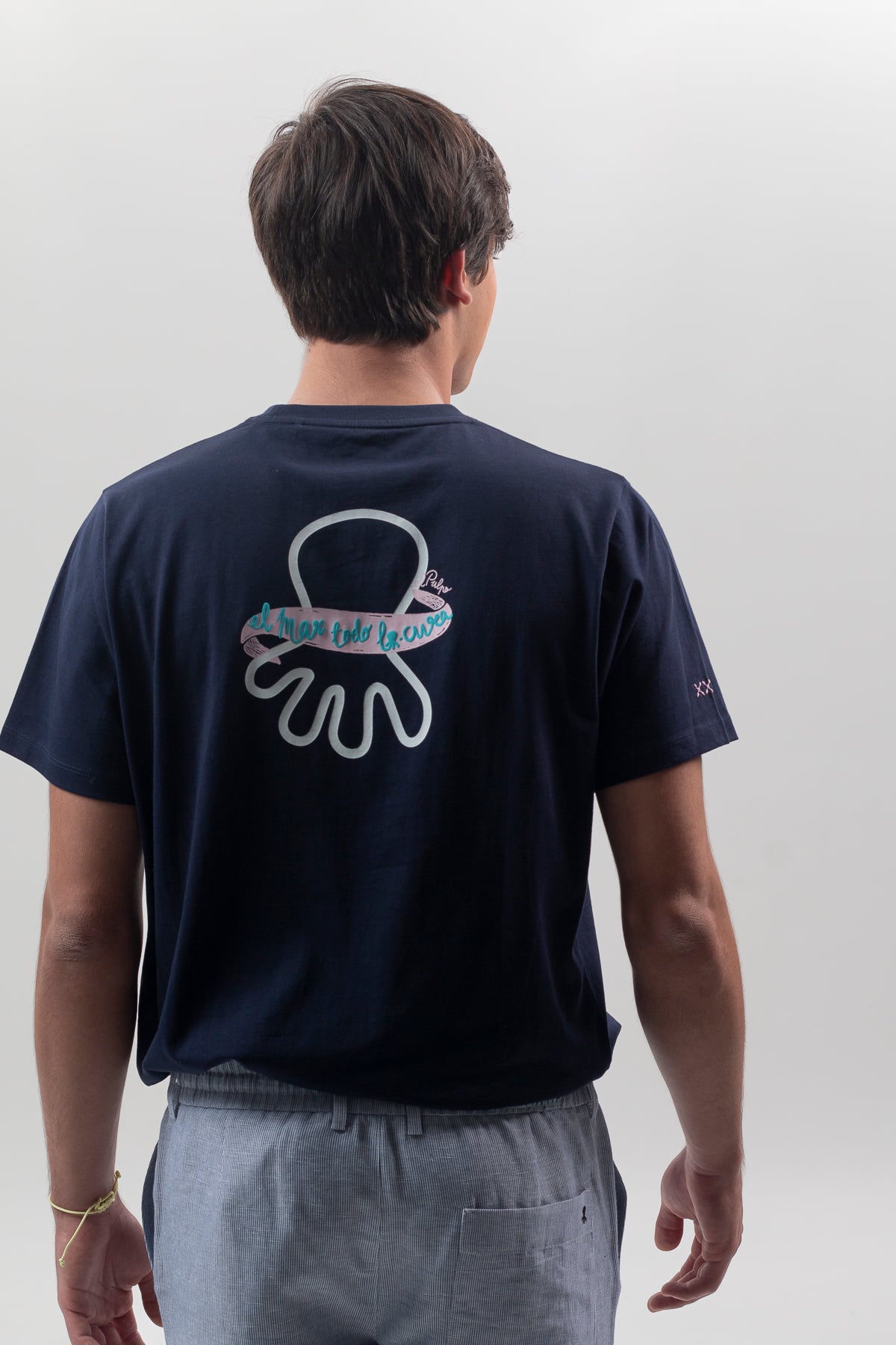 Camiseta estampado logo azul marino