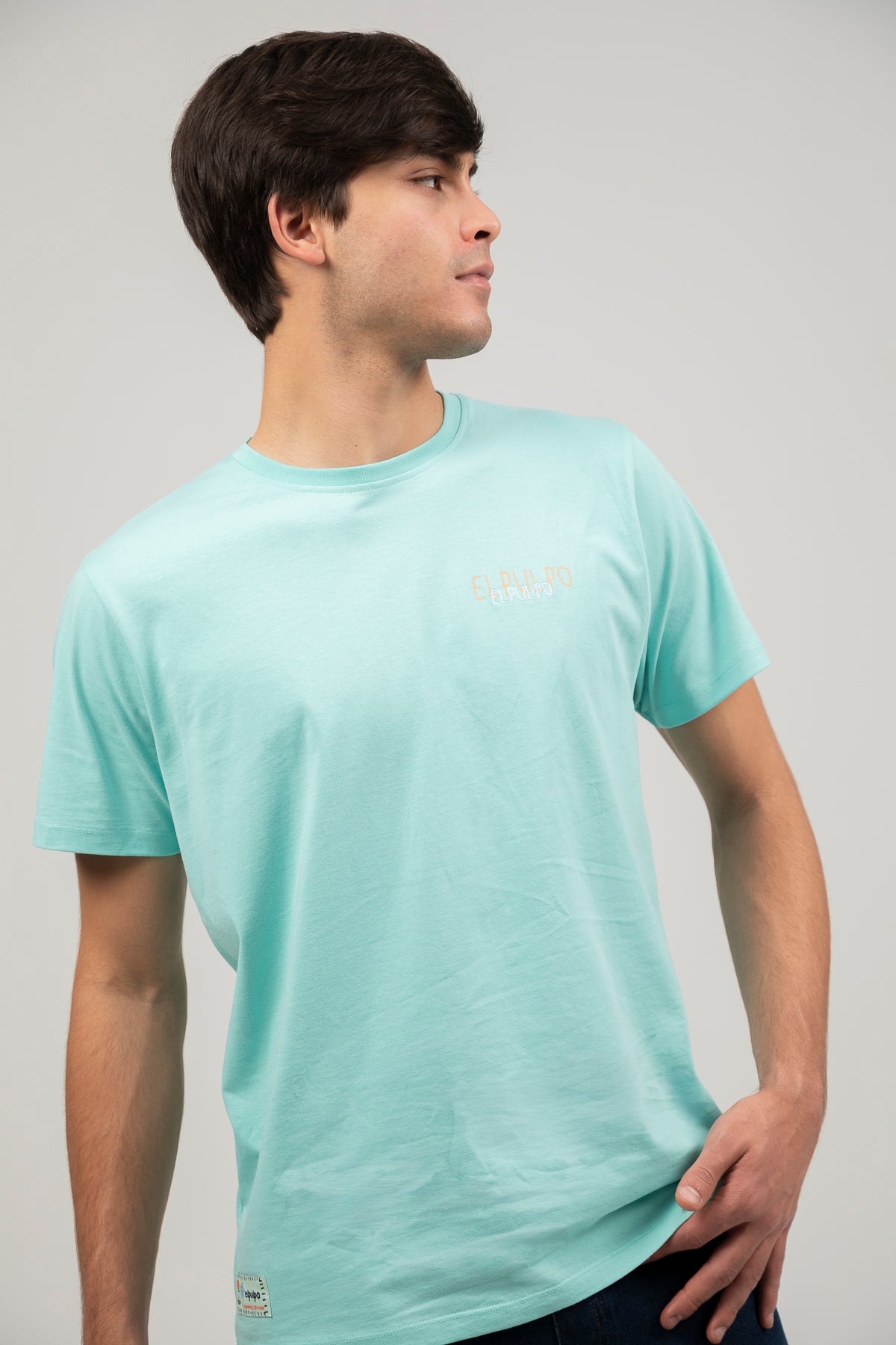 Camiseta logo multiposición verde agua
