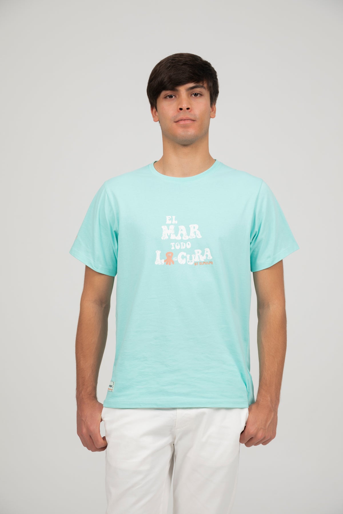 Camiseta mensaje el mar todo locura verde agua
