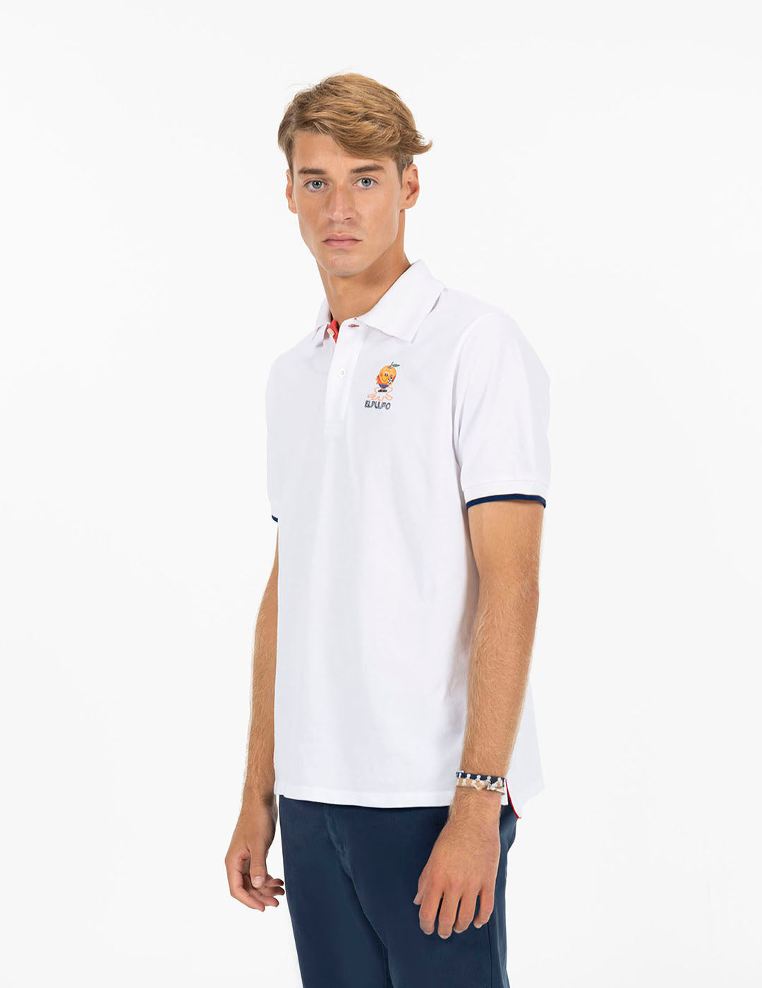 POLO ESTAMPADO ELPULPO Y NARANJITO CONTRASTES BLANCO PURO