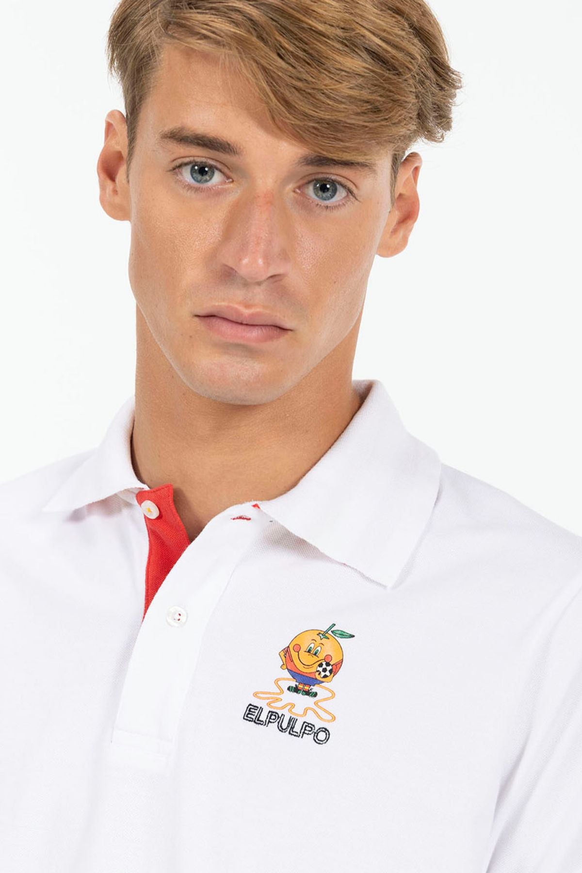 POLO PRINTED OCTOPUS AND LITTLE ORANGE WITH PURE WHITE CONTRASTS